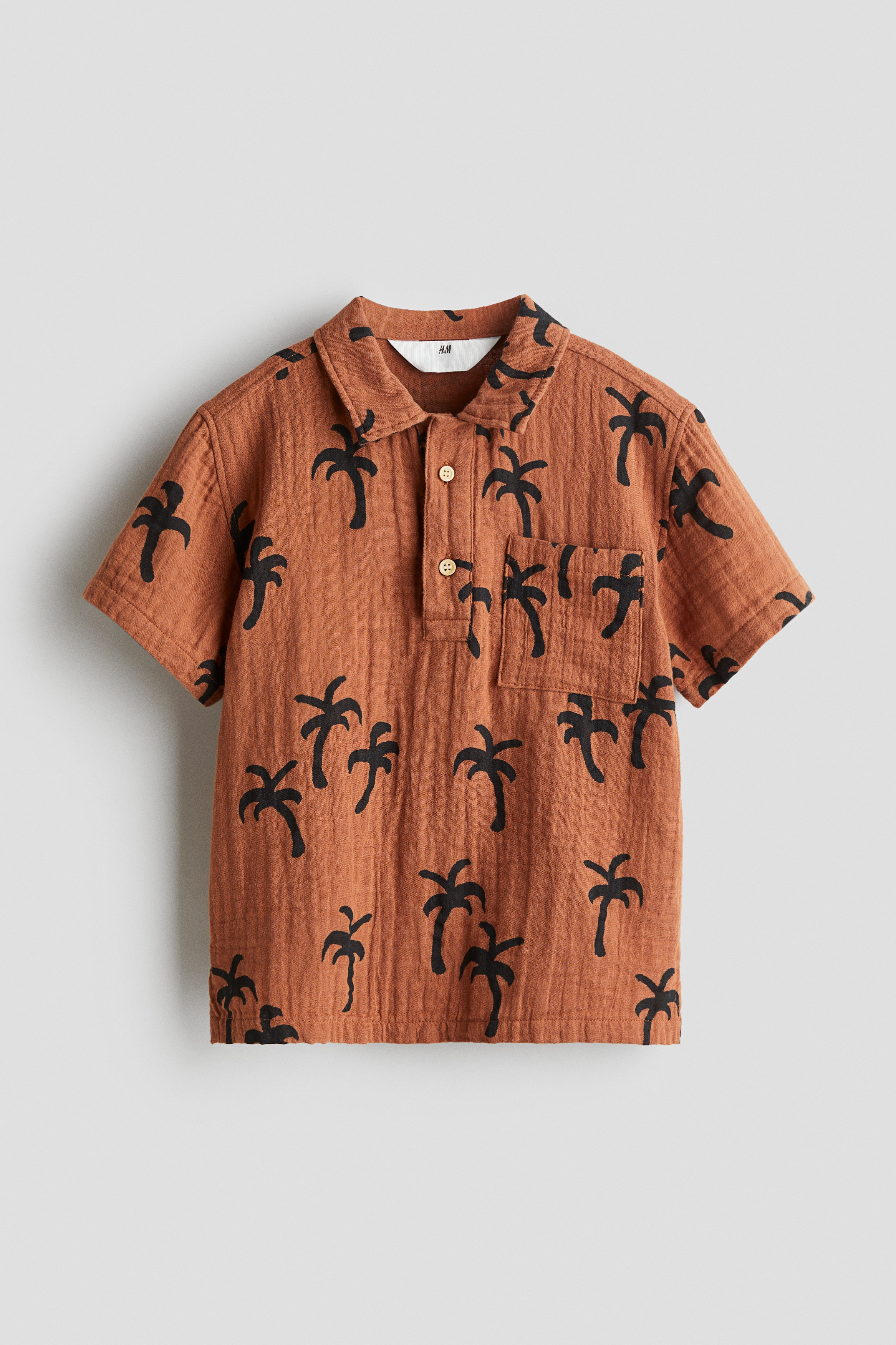 Cotton Muslin Pullover Shirt - Rust brown/palm trees - Kids | H&M US