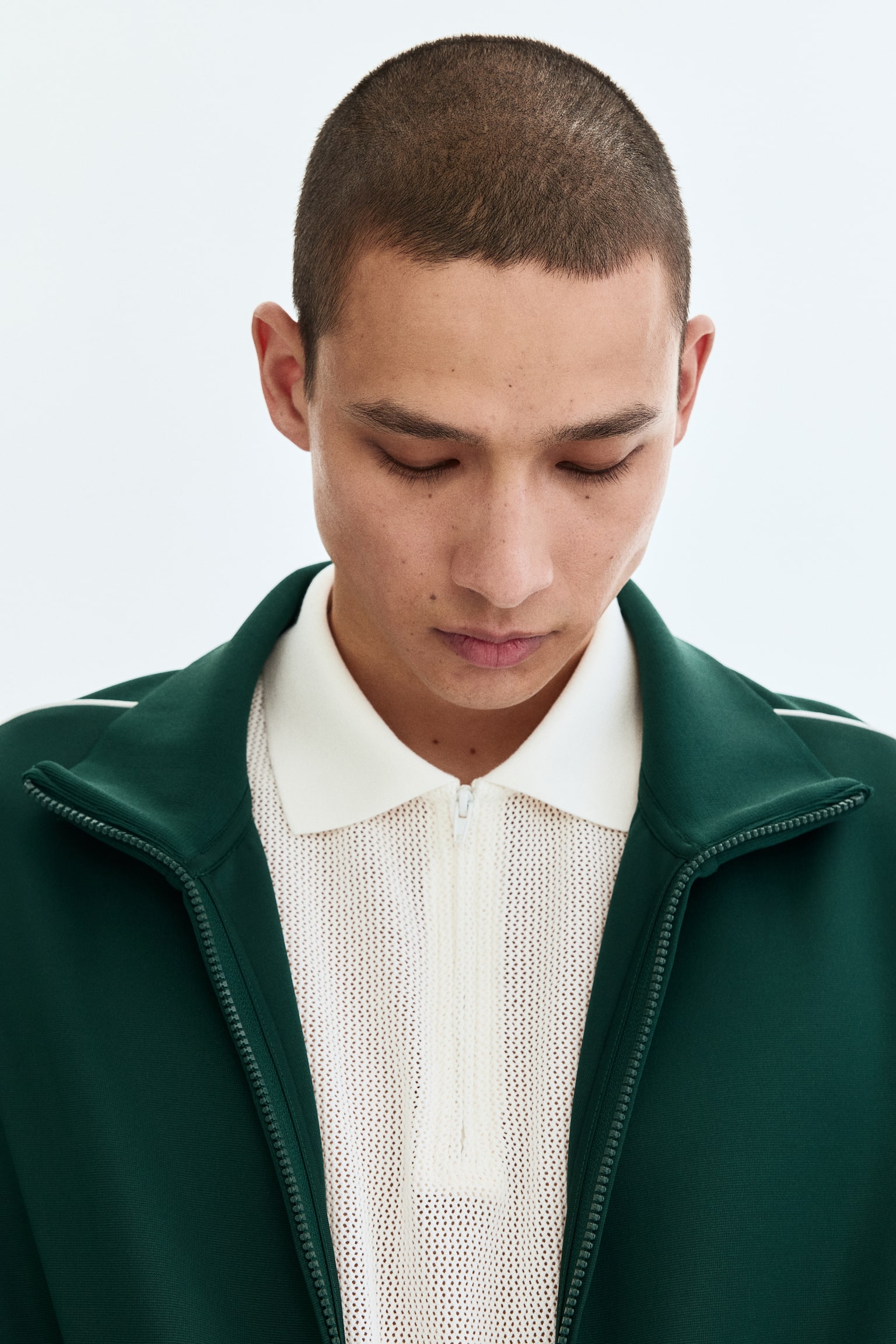 Мужская куртка H&M Relaxed-Fit Scuba Track, цвет: Тёмный зелёный — фото 3
