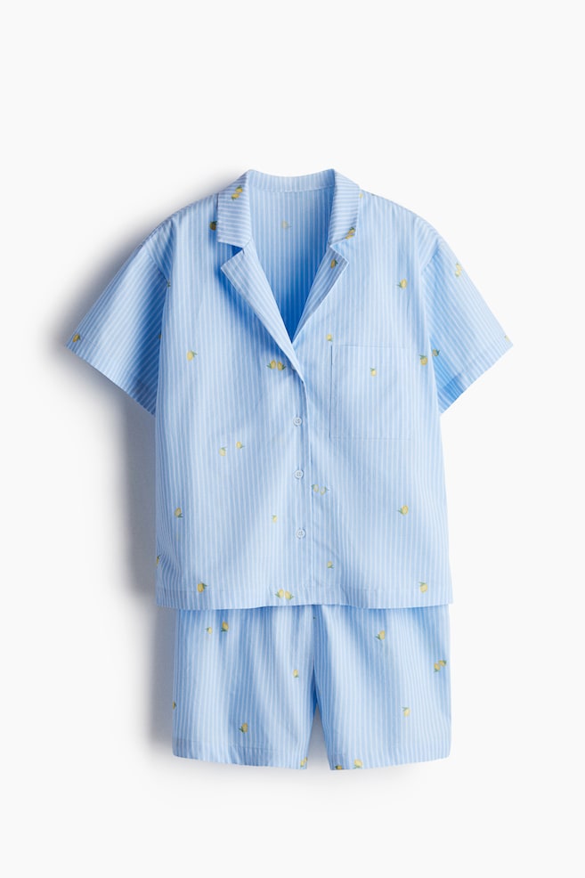 Pyjama shirt and shorts - Blue/Lemons/Light blue/Lemons/Light blue/Swans/Pink/Strawberries/Light pink/Striped - 1