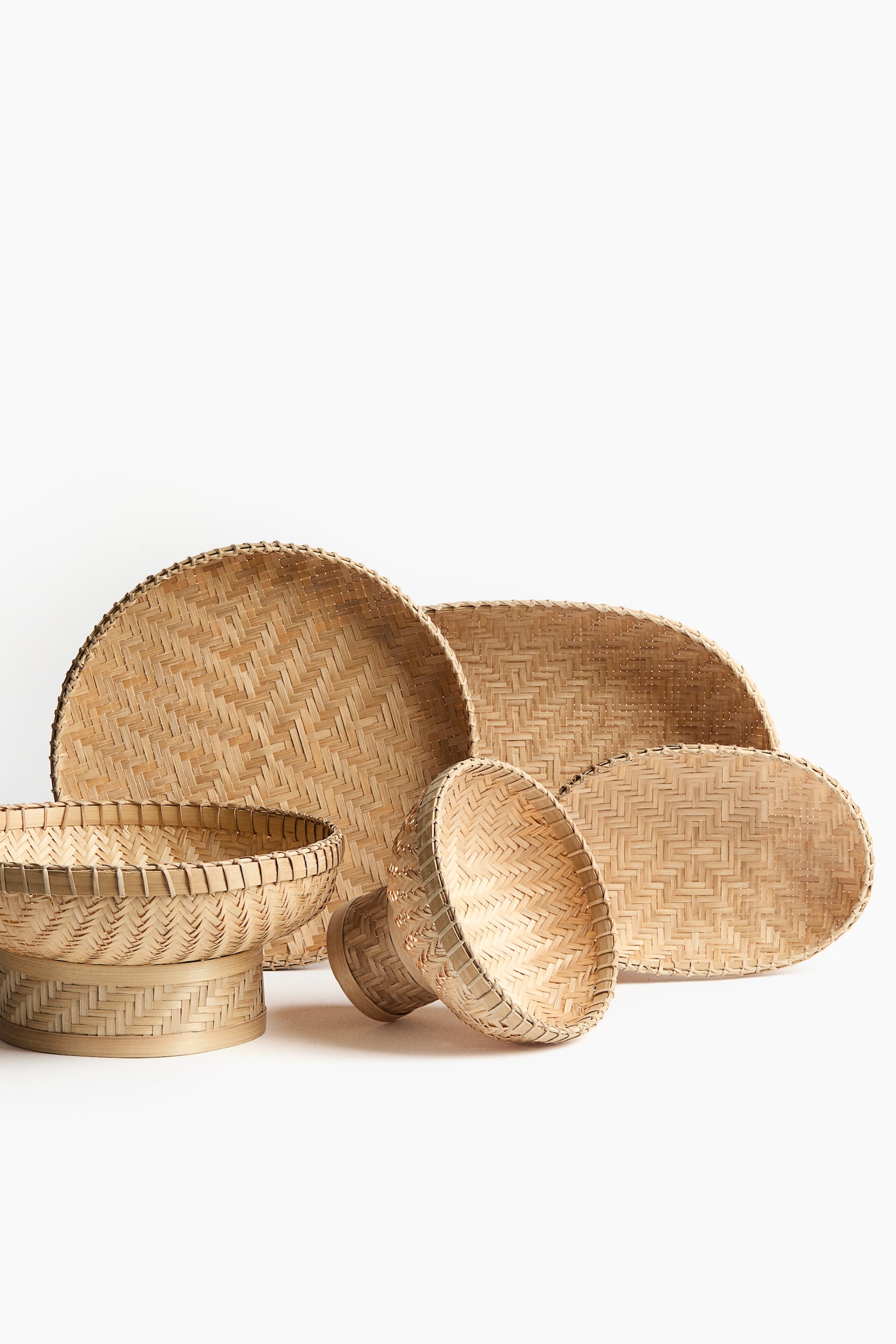 Овальний бамбуковий кошик - Бежевий - 2