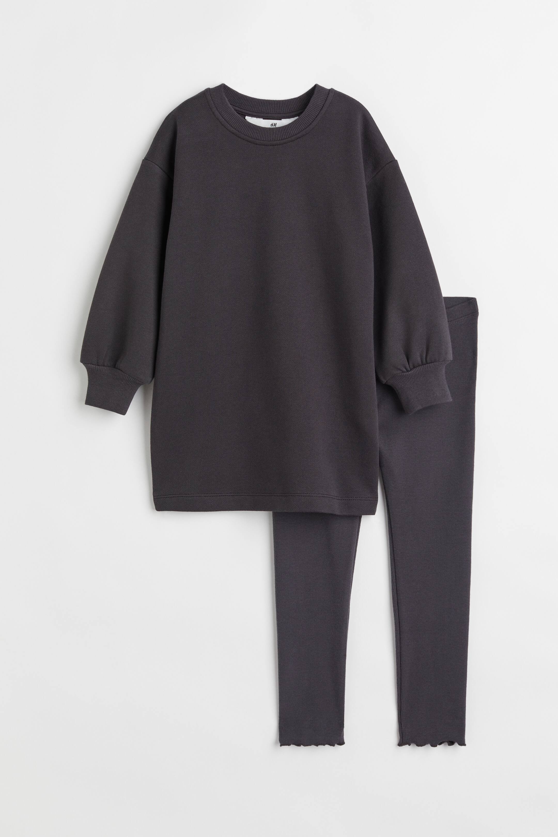View larger image: 2-piece sweatshirt set - Dark grey - Kids | H&M 1