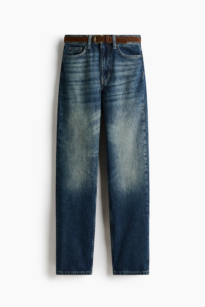 Straight High Jeans - Washed Denimblau - 1