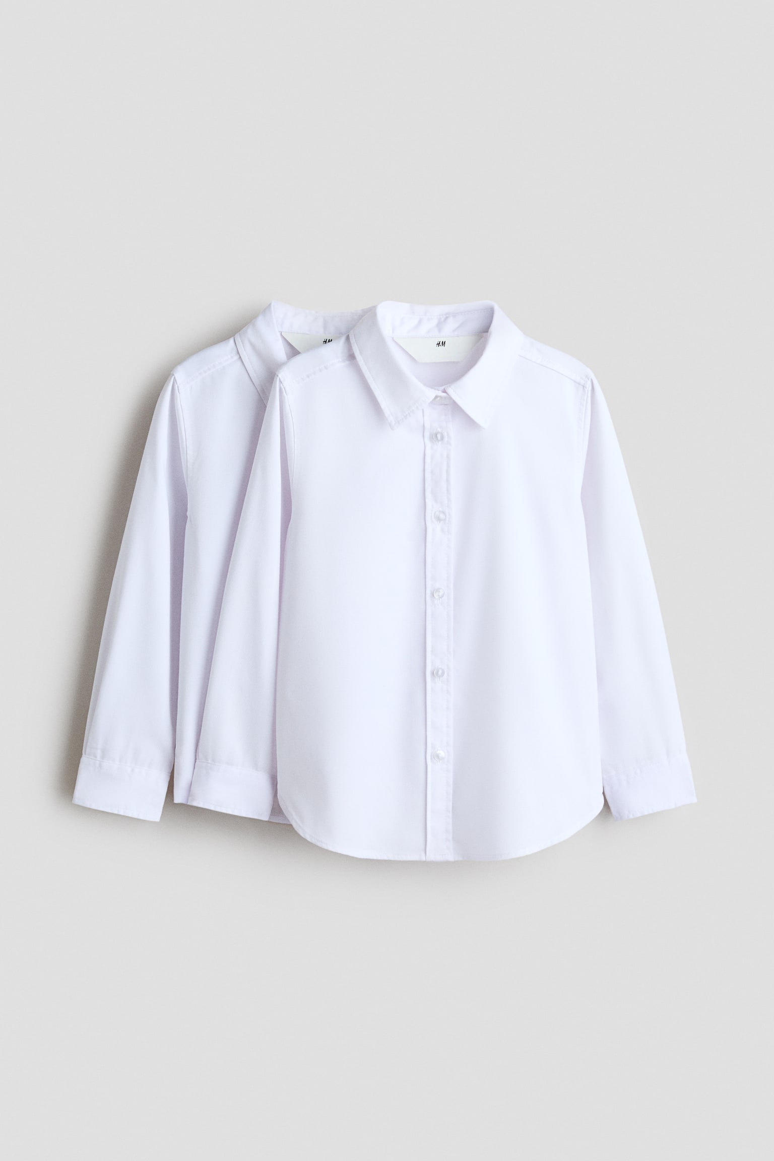 Детские рубашки H&M 2-pack Easy-iron Shirts, цвет: Белый — фото 2