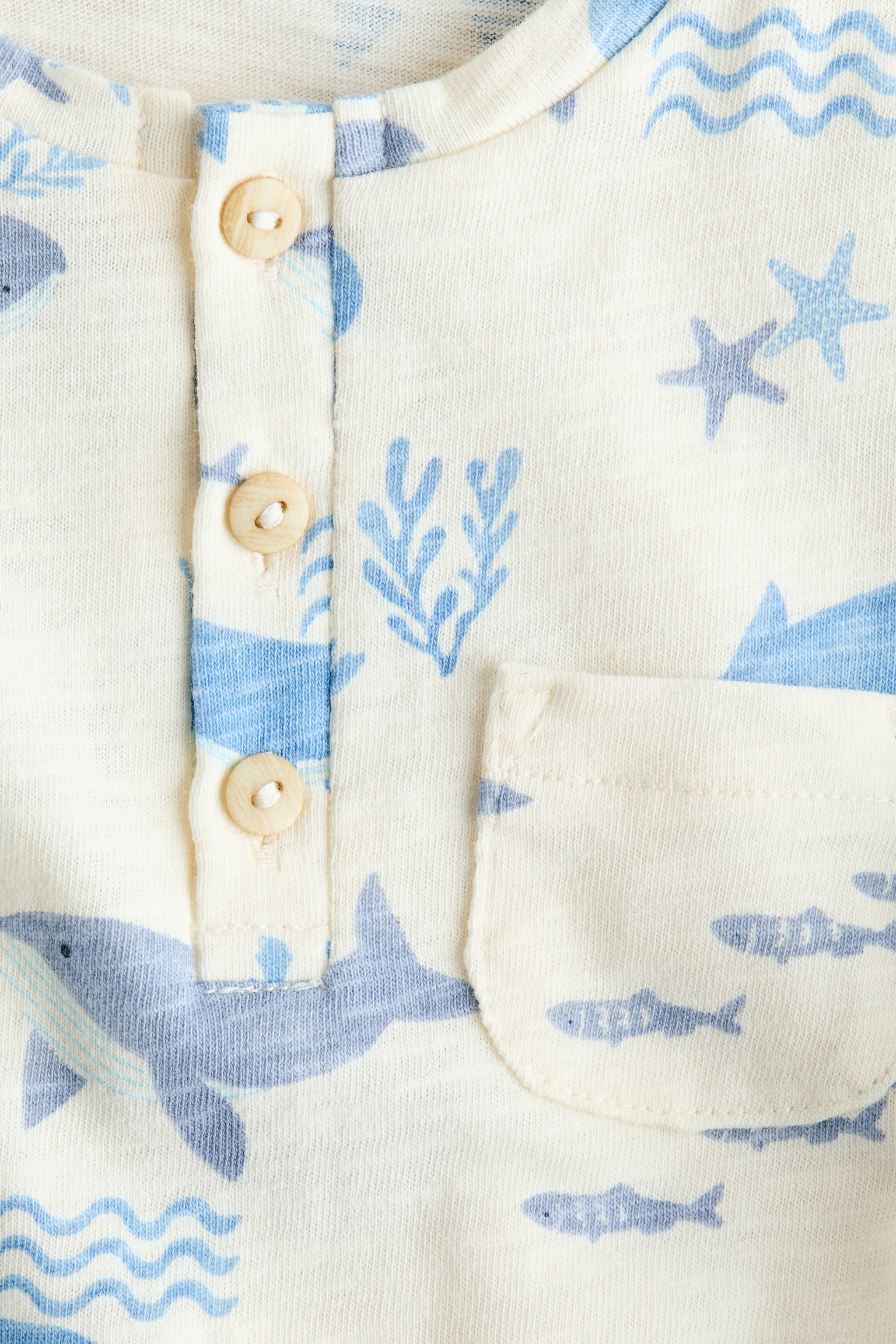 Mono estampado de algodón - Blanco/Vida marina - 2