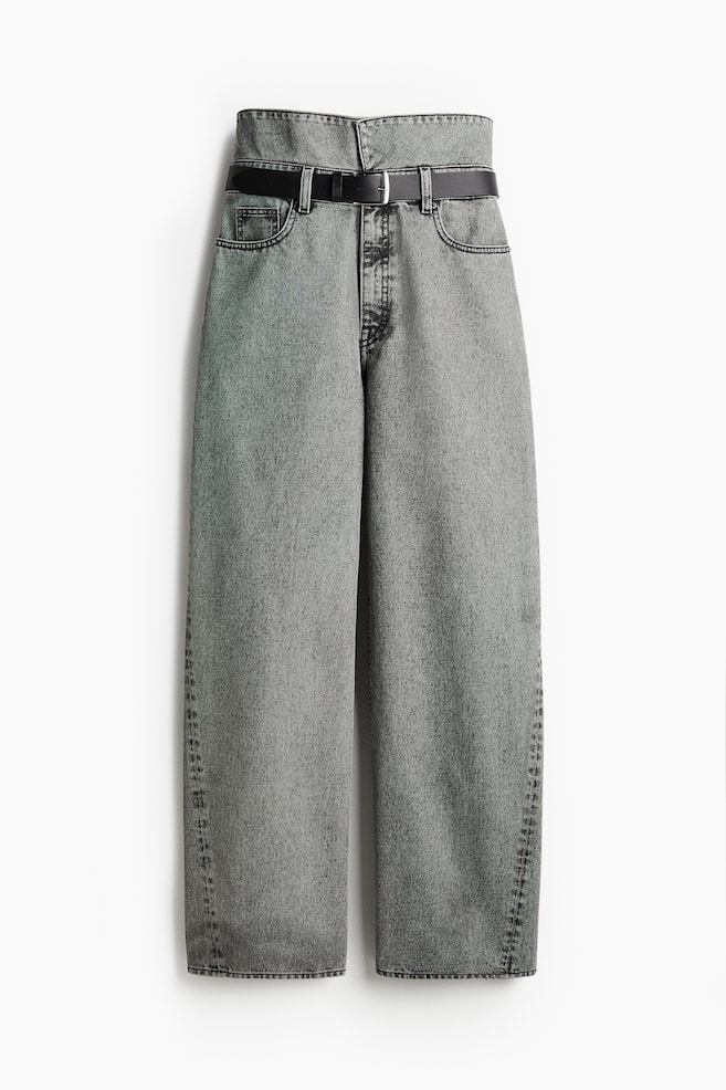 Wide paper bag jeans - Grey - 1