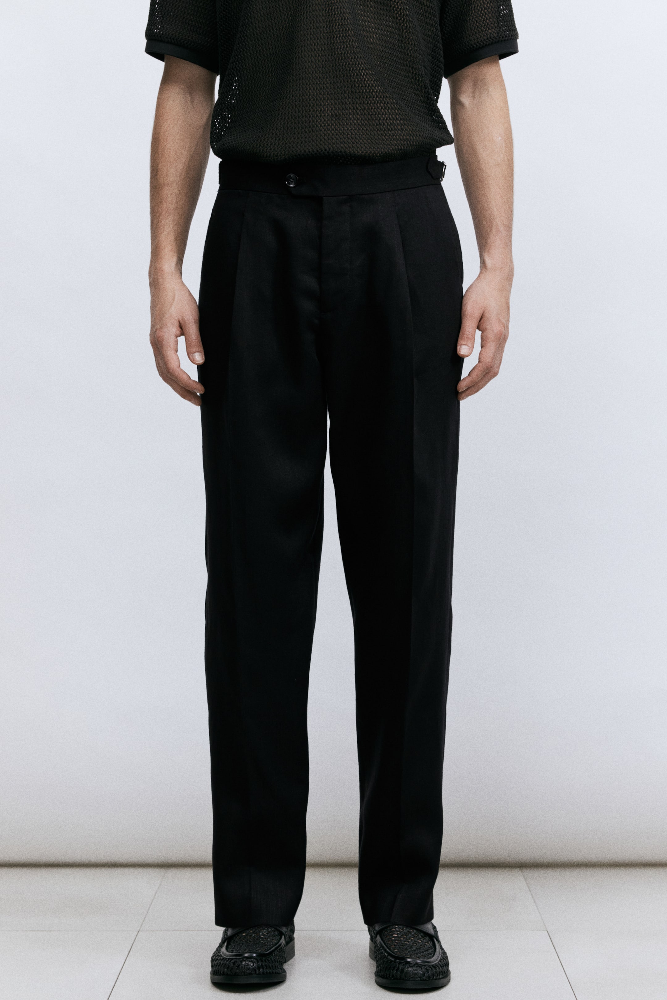 Regular-Fit Linen-Blend Suit Pants