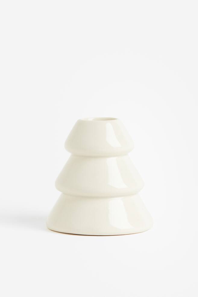 Stoneware candlestick - White - 1