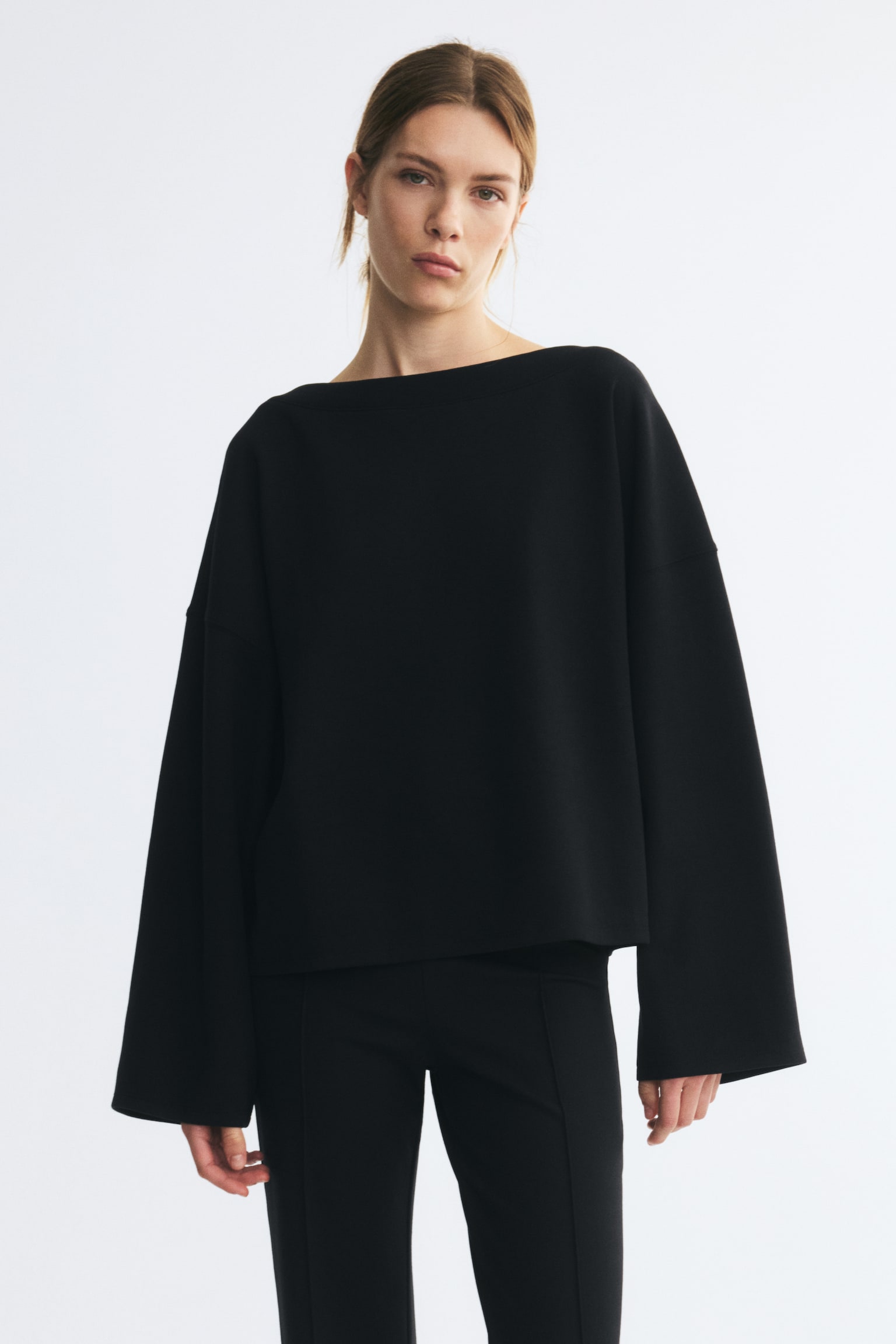 Женская толстовка H&M Boat-Neck, цвет: Чёрный — фото 3