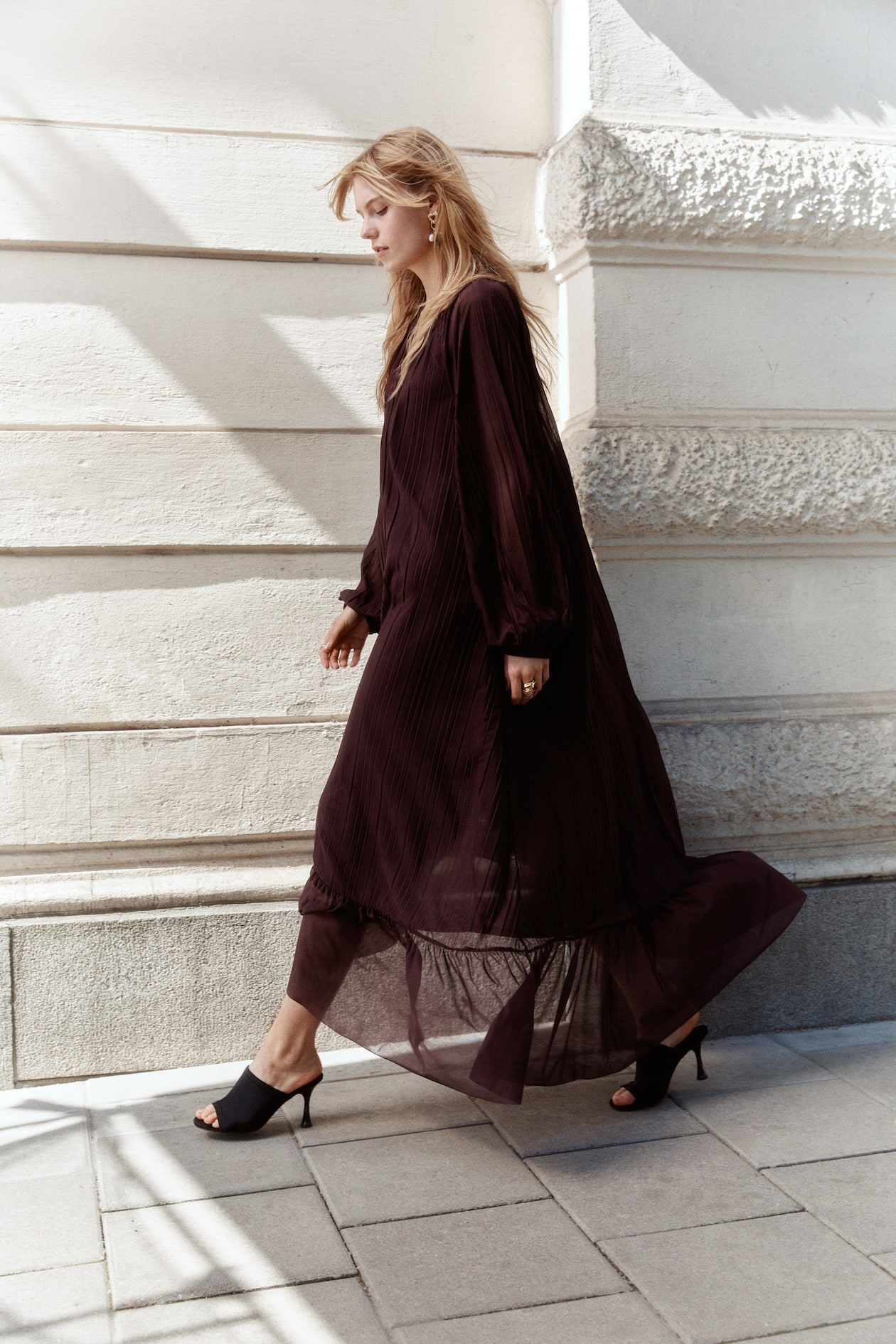 burgundy romper dress Misaki Burgundy Long Sleeve Wrap Maxi Dress main image 0