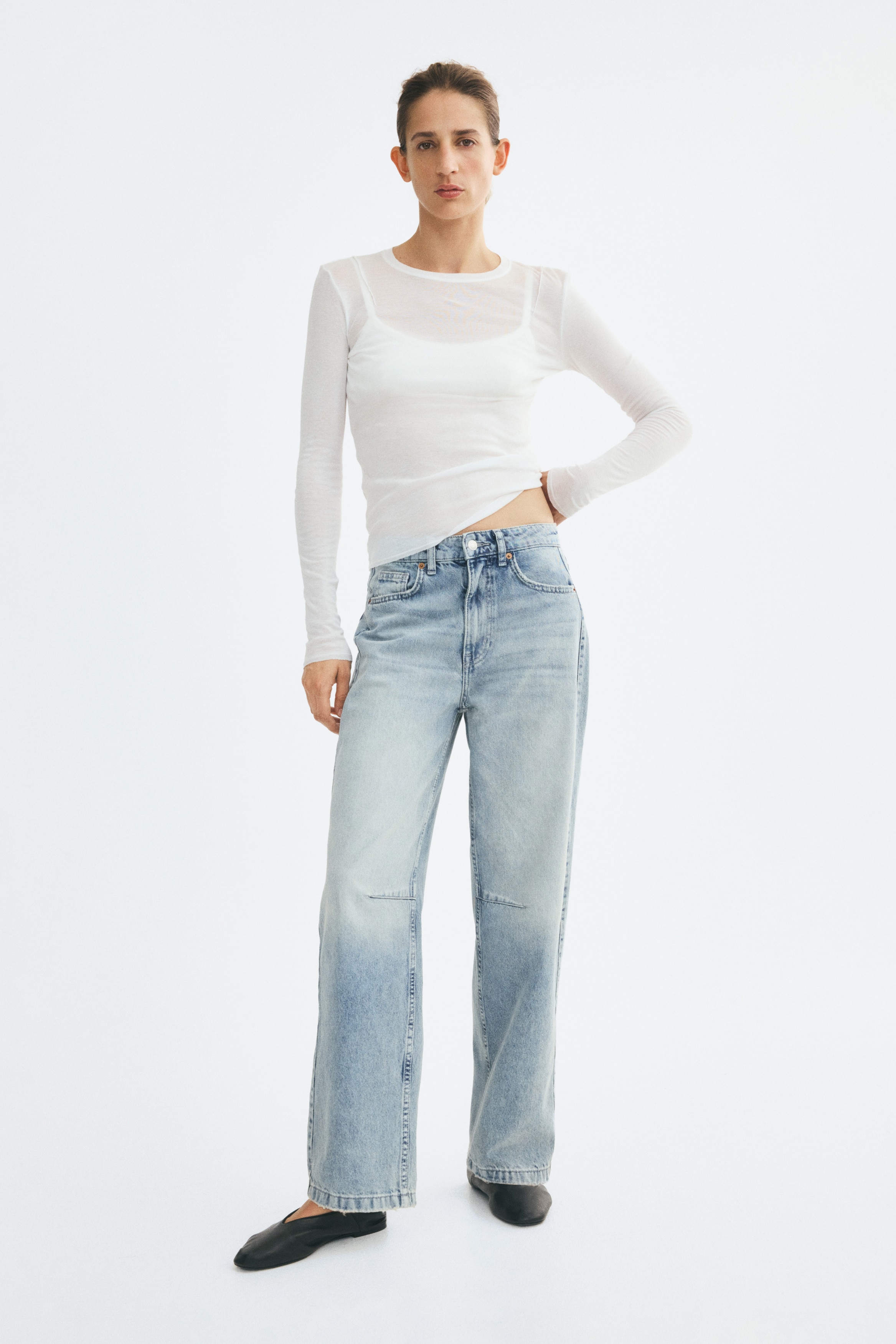 Barrel High Waist Jeans - Helles Denimblau