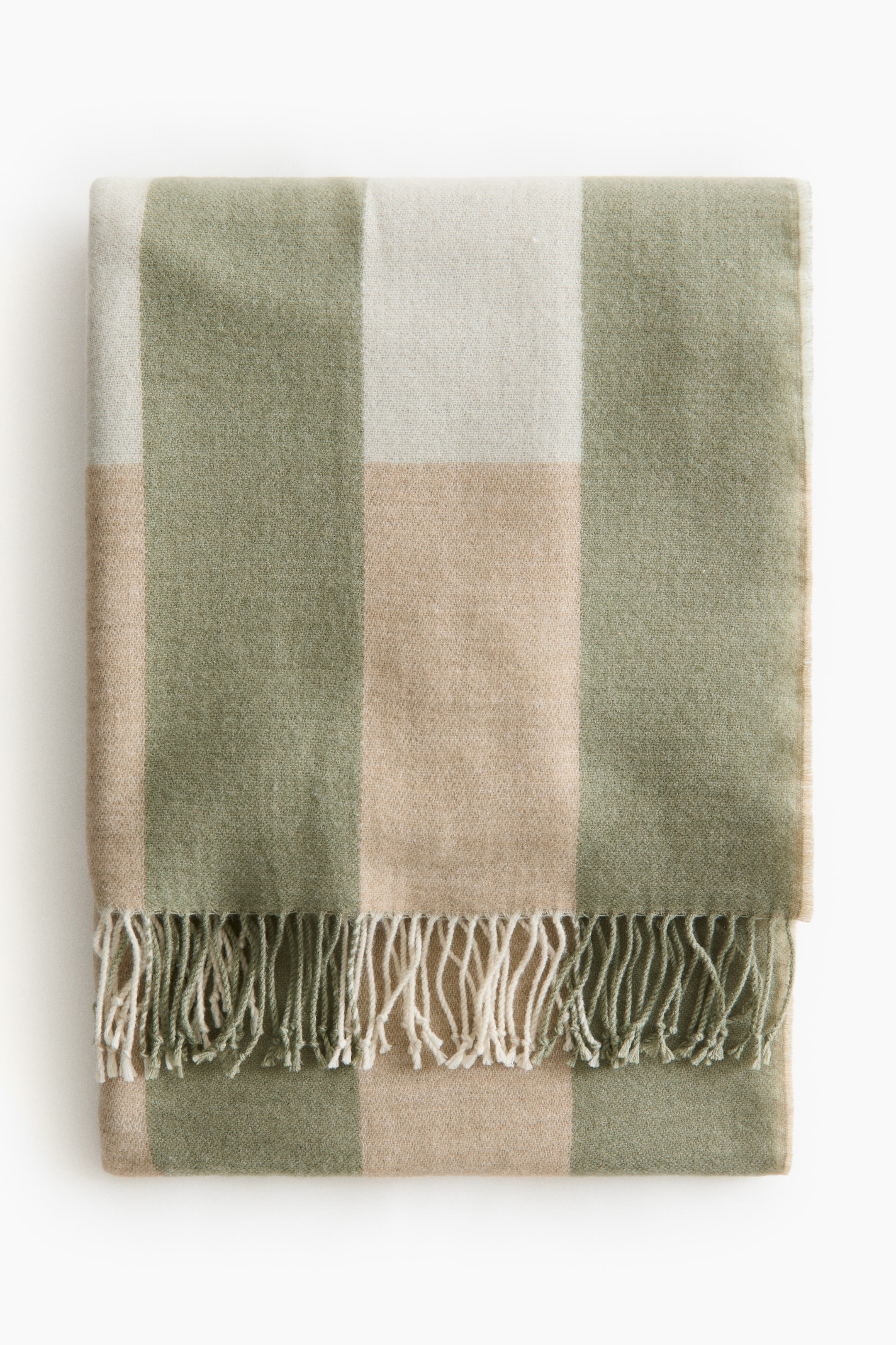 View larger image: Jacquard-weave blanket - Khaki green/Checked - Home All | H&M IE 1