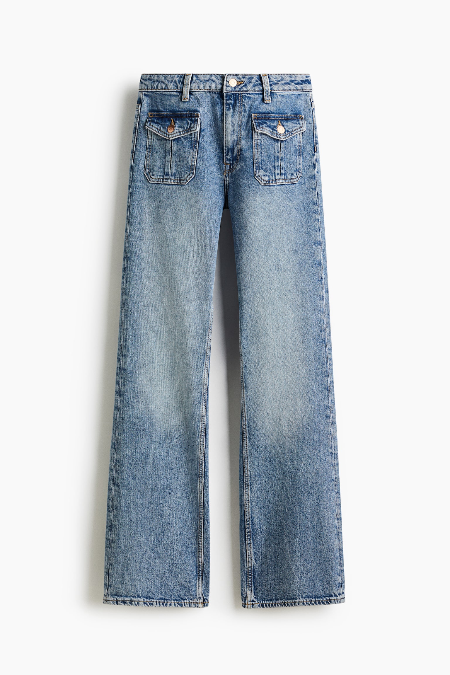 Flared High Jeans - Син деним/Тъмносин деним - 2