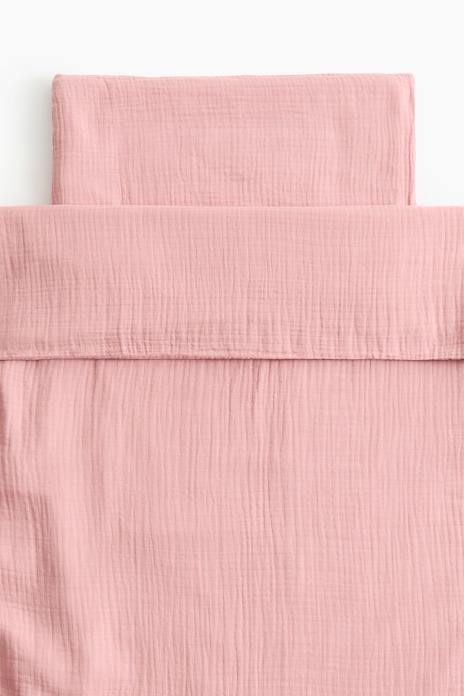 Muslin cot duvet cover set - Light pink/White/Light beige/Light blue/Beige - 1
