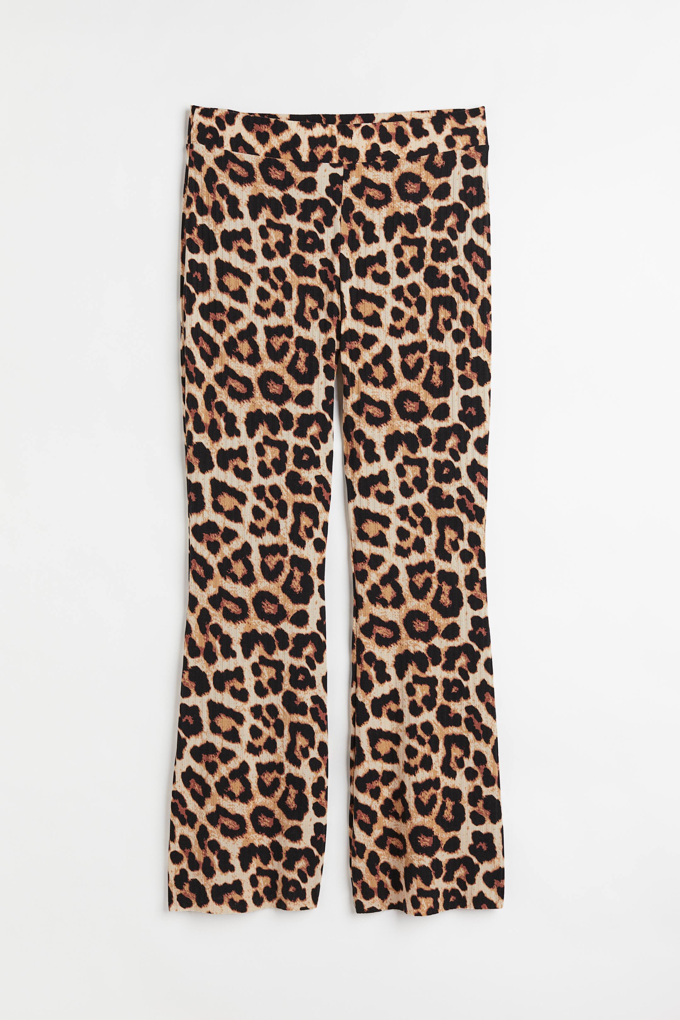 Prikaži veću sliku: H&M+ Rebraste pantalone - Bež/leopard dezen - Ladies | H&M RS 1