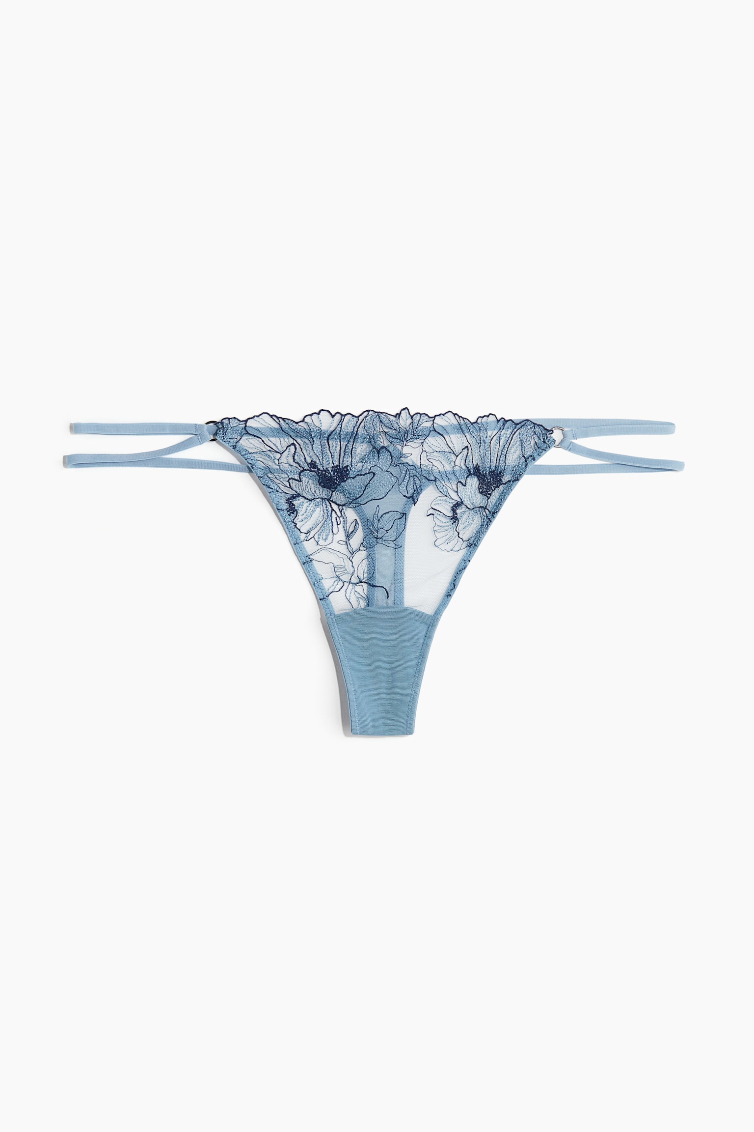 Embroidered tanga thong briefs - Light blue - 2