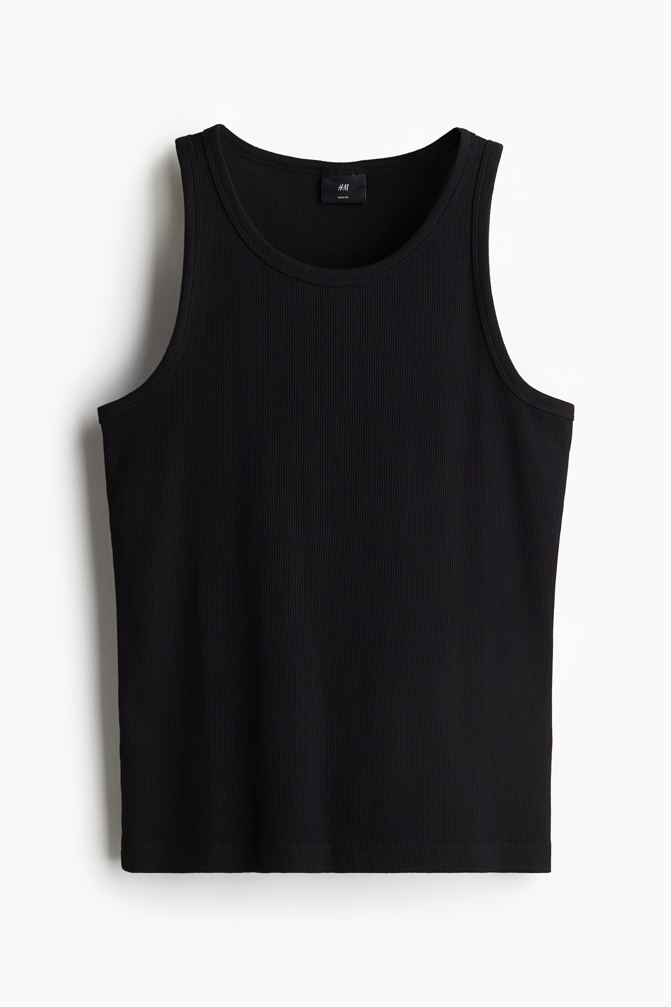 Slim Fit Ribbed vest top - Black - Men | H&M GB 1