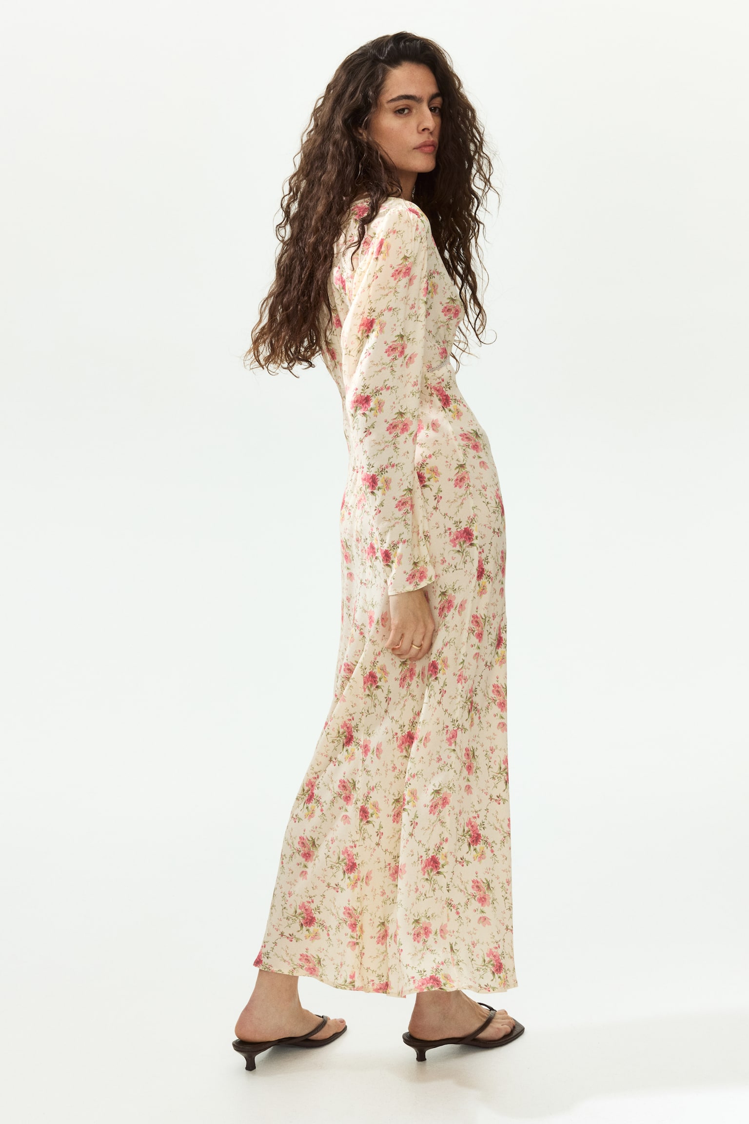 Robe à manches longues en viscose - Jaune clair/fleuri/Blanc/fleuri - 5