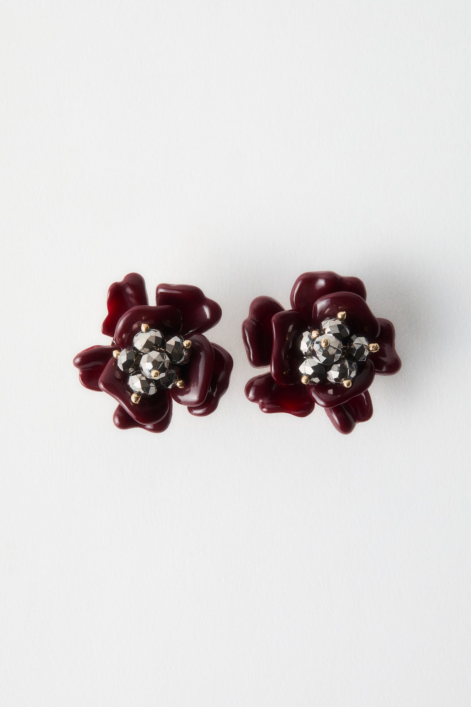 Boucles d'oreilles fleurs - Marron foncé/Bleu clair - 2