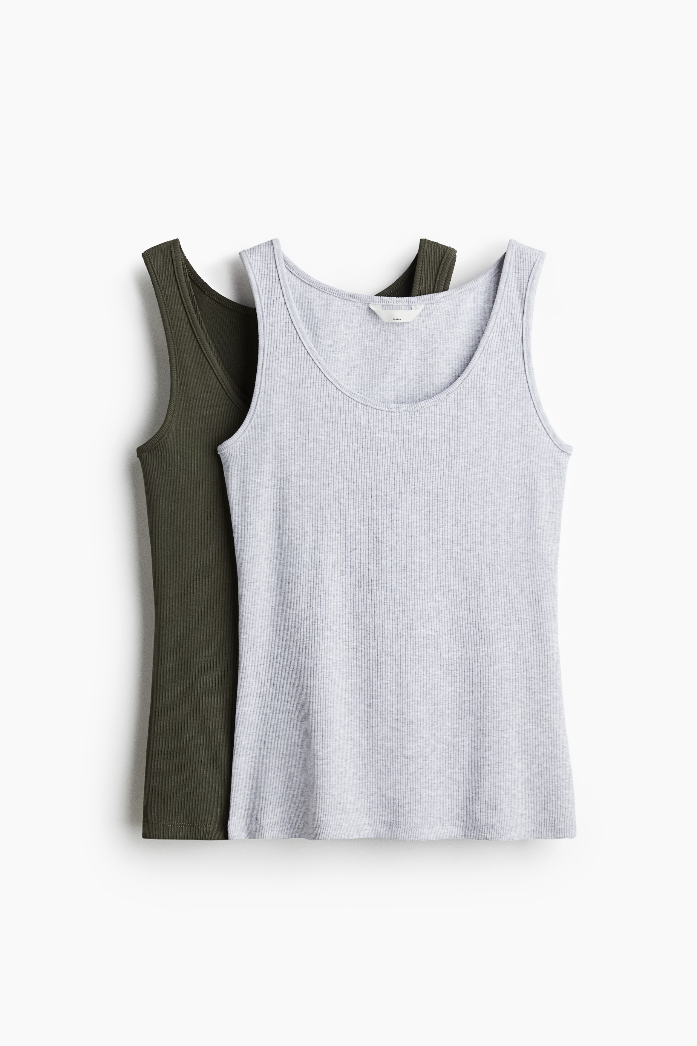 MAMA 2-pack nursing vest tops - Dark khaki green/Light grey/White/Black/Dark brown/Light beige