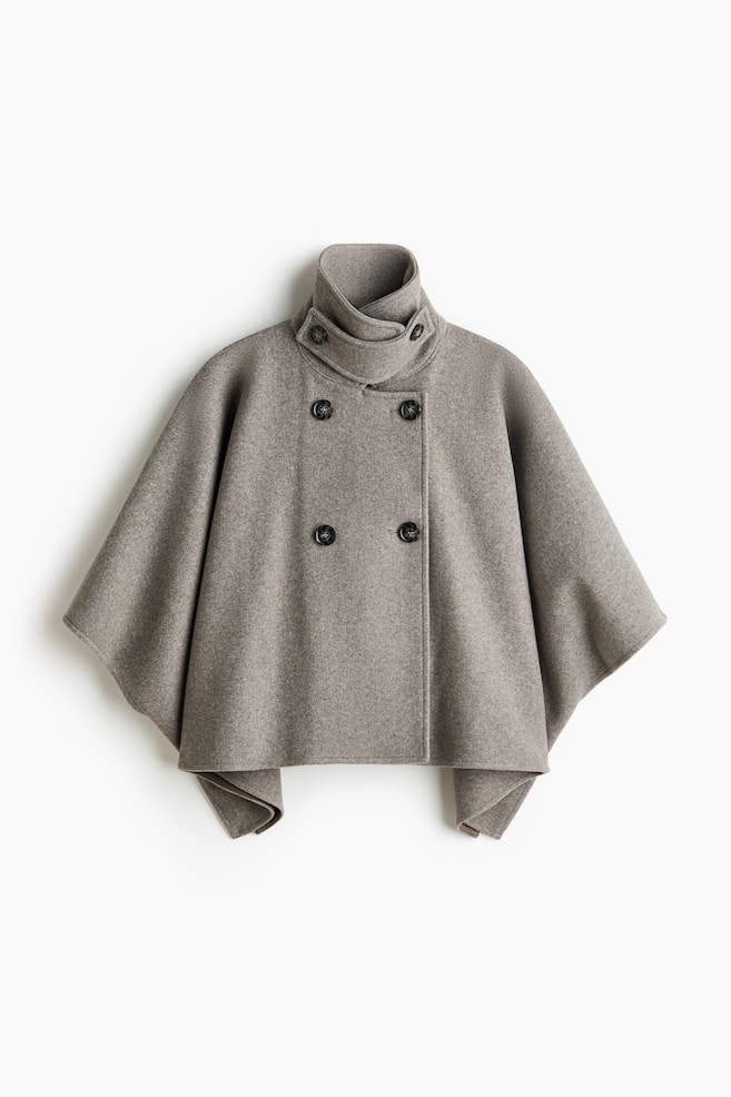 Brushed Cape Jacket - Taupe melange - 1