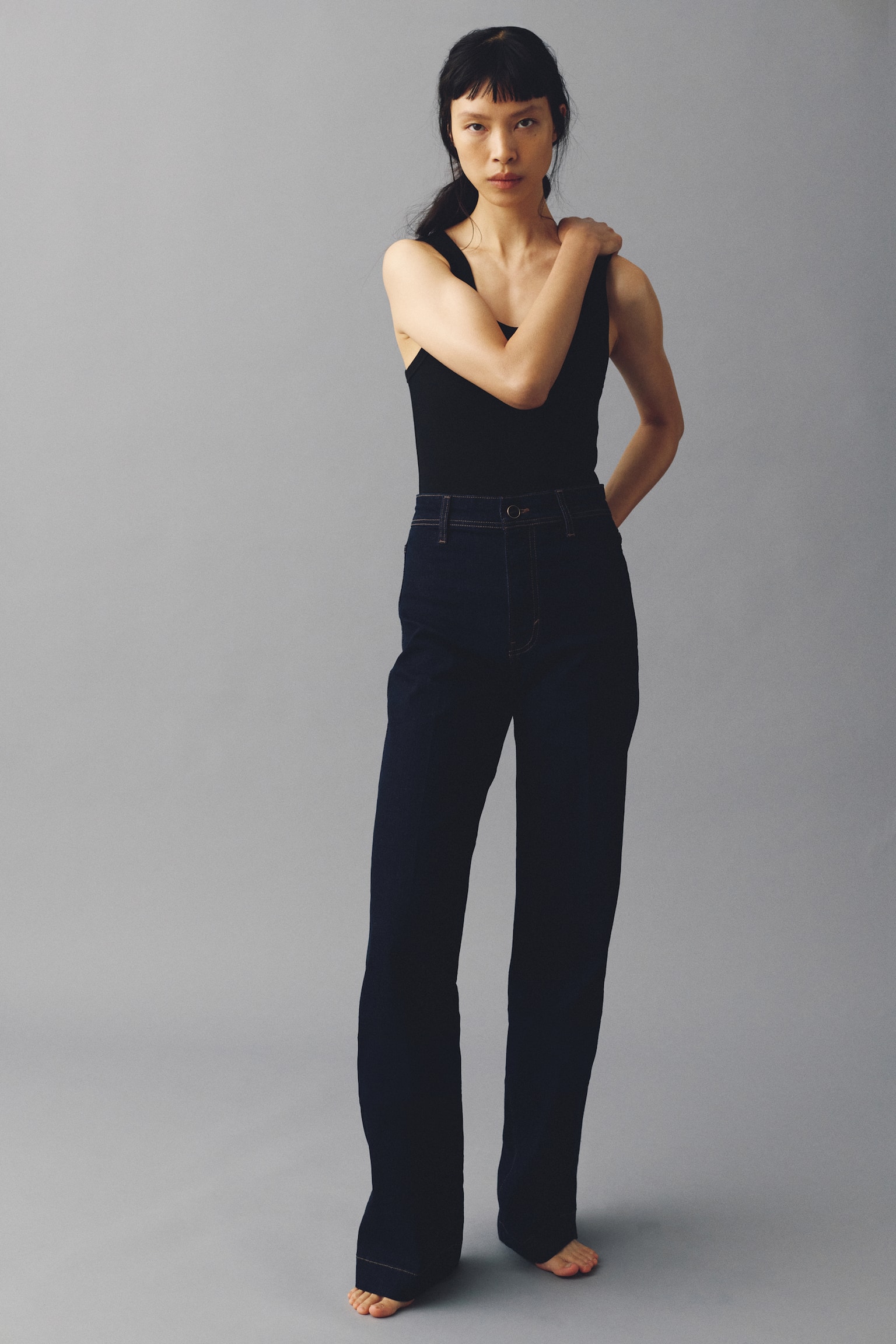 Женские джинсы H&M Wide High, цвет: Тёмный джинсовый синий — фото 2