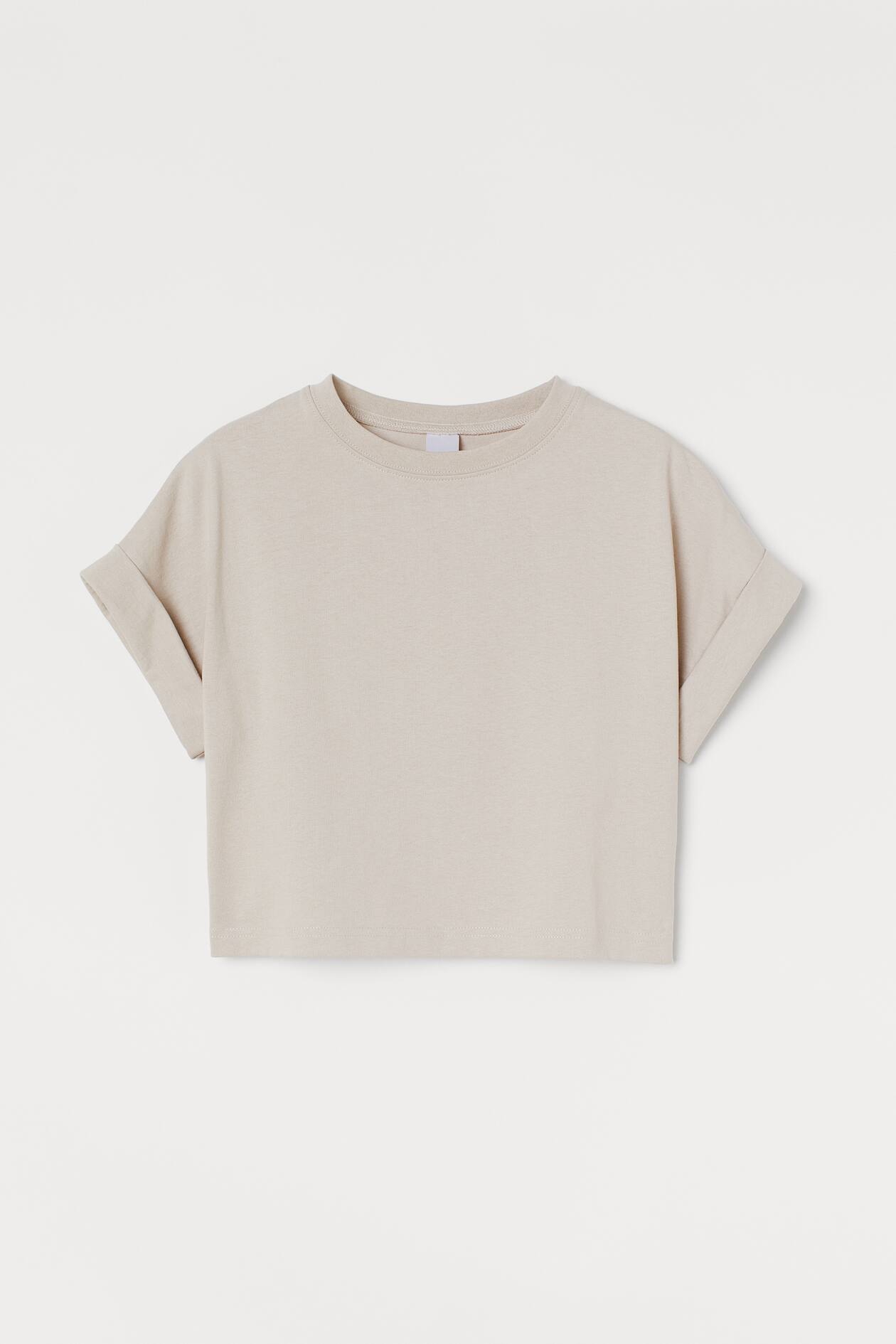 Boxy T shirt Kort Erme Lys Gr beige BARN H M NO boxy-t-shirt-kort-erme-lys-gr-beige-barn-h-m-no