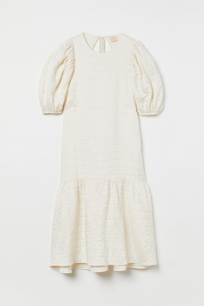 Long puff-sleeved dress - White