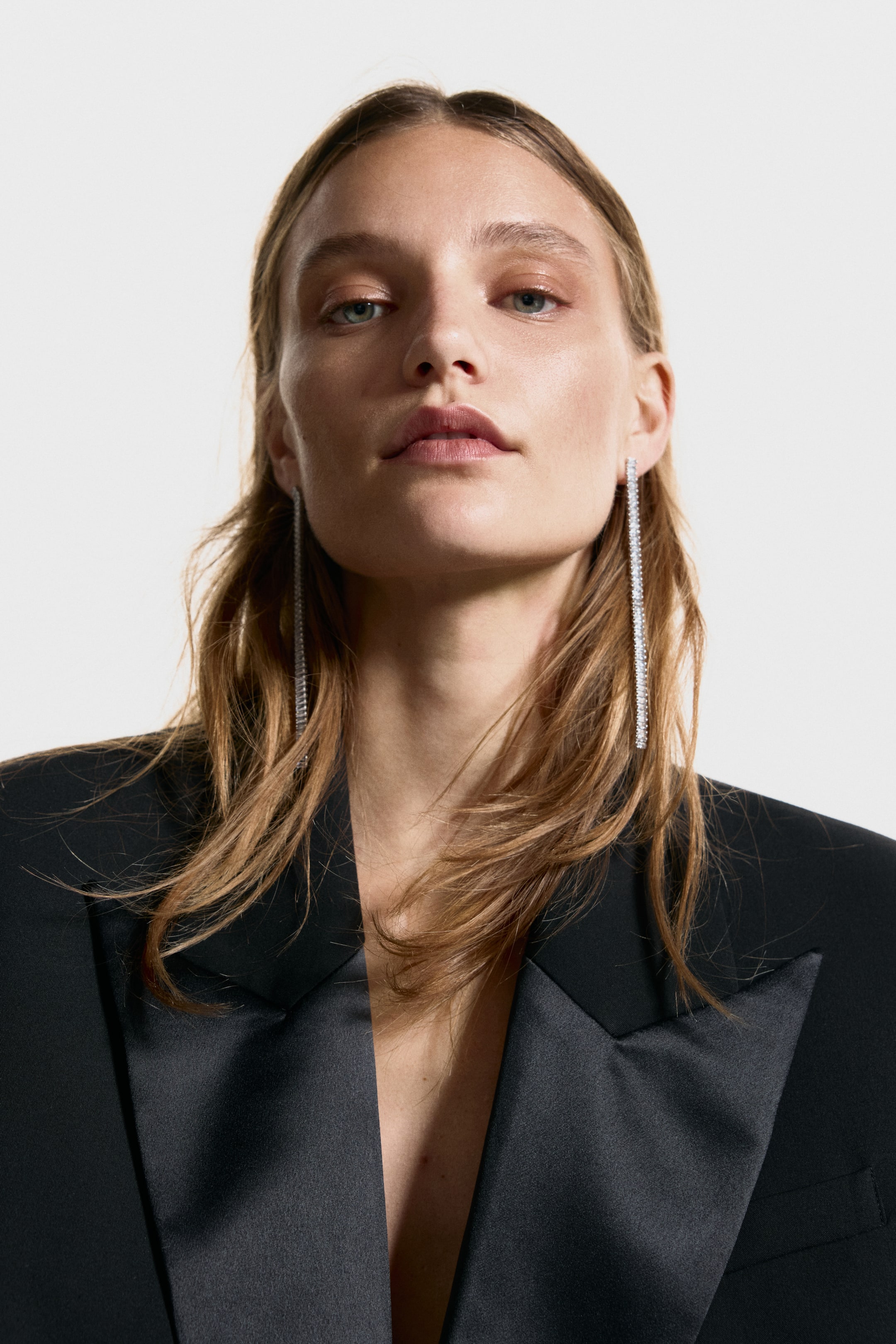 View larger image: Rhinestone-chain earrings - Silver-coloured - Ladies | H&M SG 1