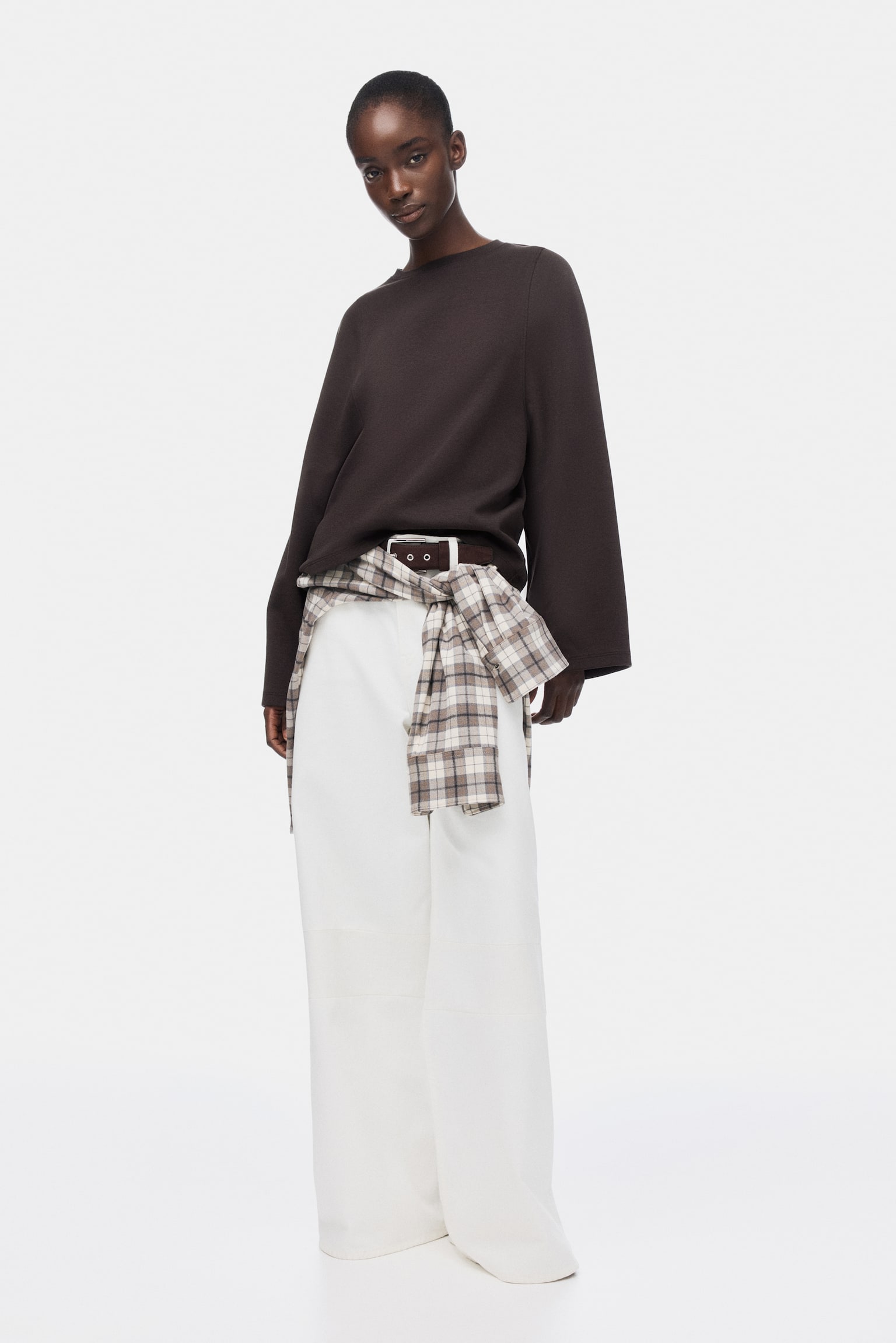Oversized interlock top - Dark brown/Dark grey/Light greige - 6