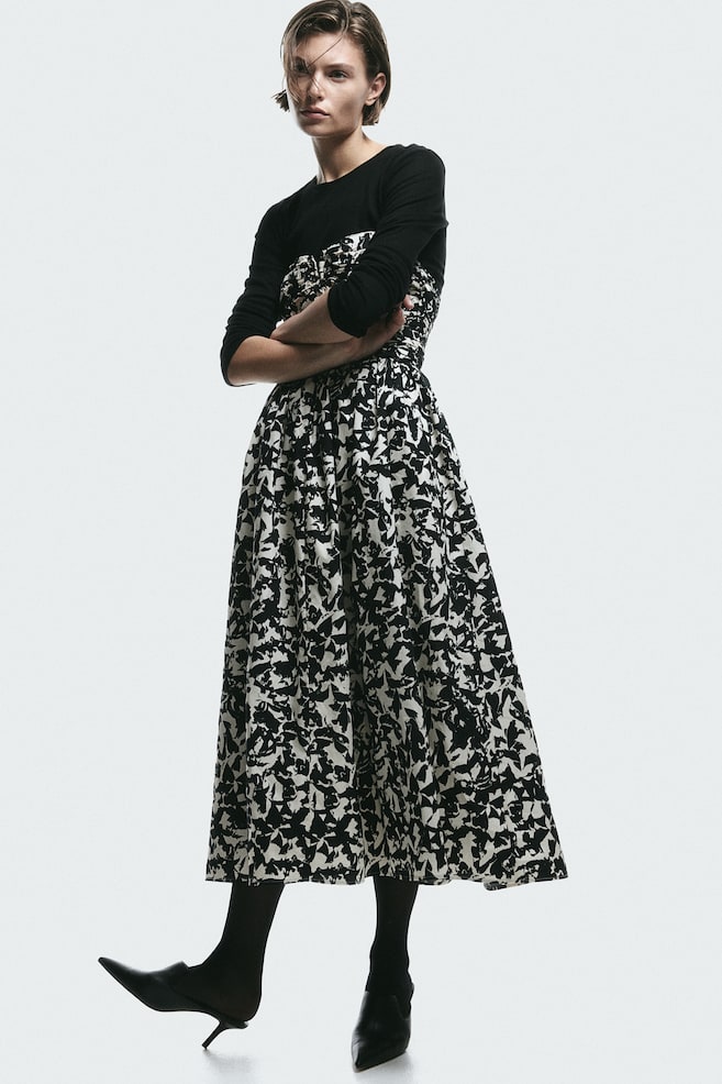 Patterned bandeau dress - Black/Patterned - 1