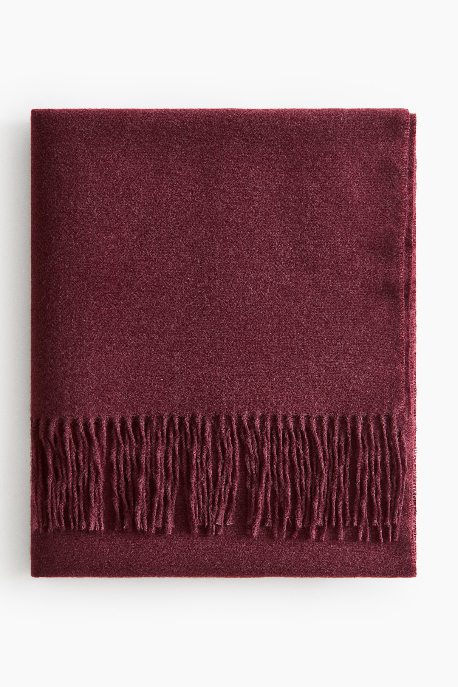 Manta con flecos - Rojo ciruela oscuro/Gris claro/Cuadros/Crema/Crema/Cuadros/Gris oscuro/Gris pardo