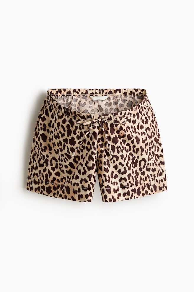 MAMA Short à cordon - Beige/imprimé léopard/Vert kaki foncé/Bleu clair/rayé - 1