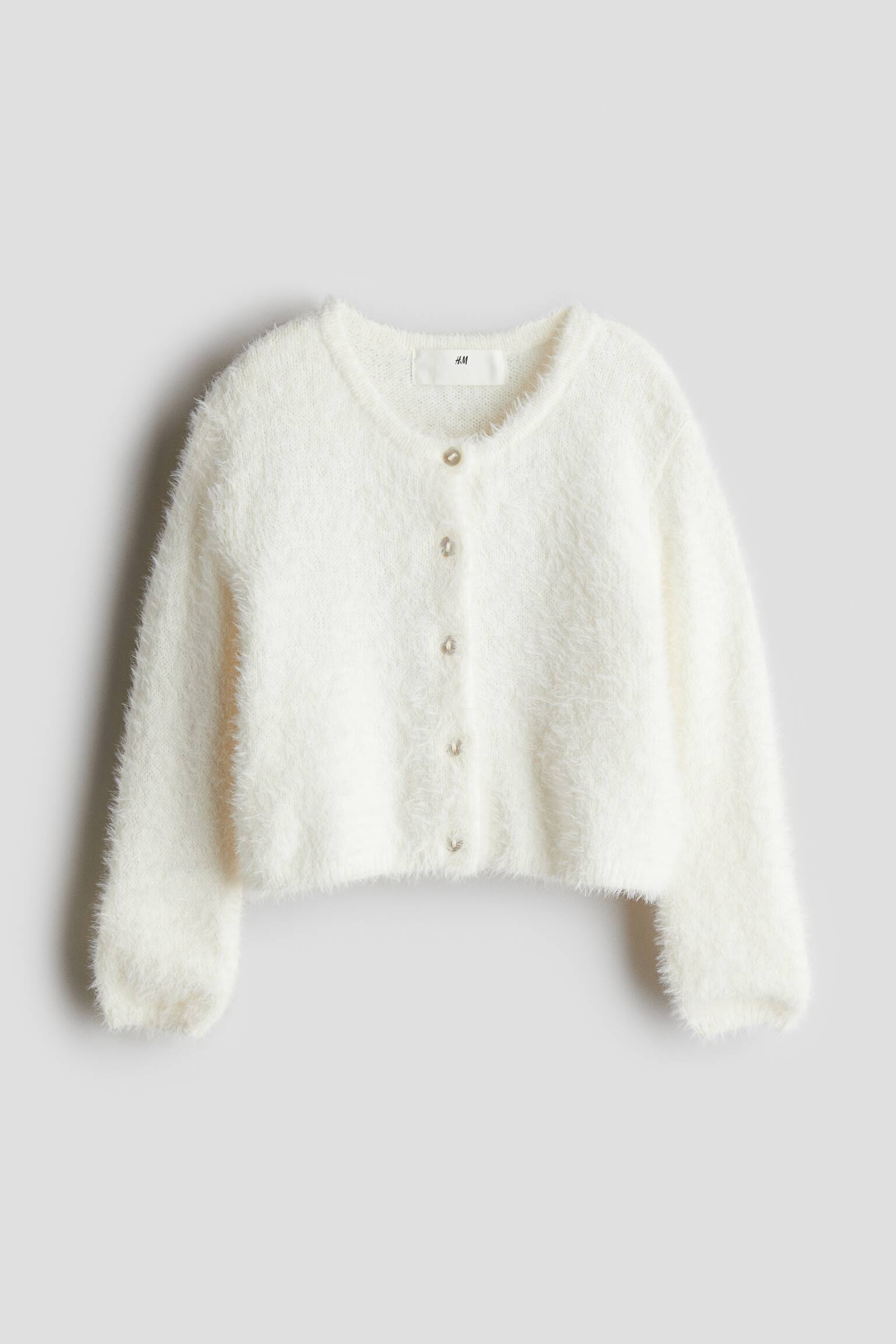 Fluffy cardigan - White/Red - 1