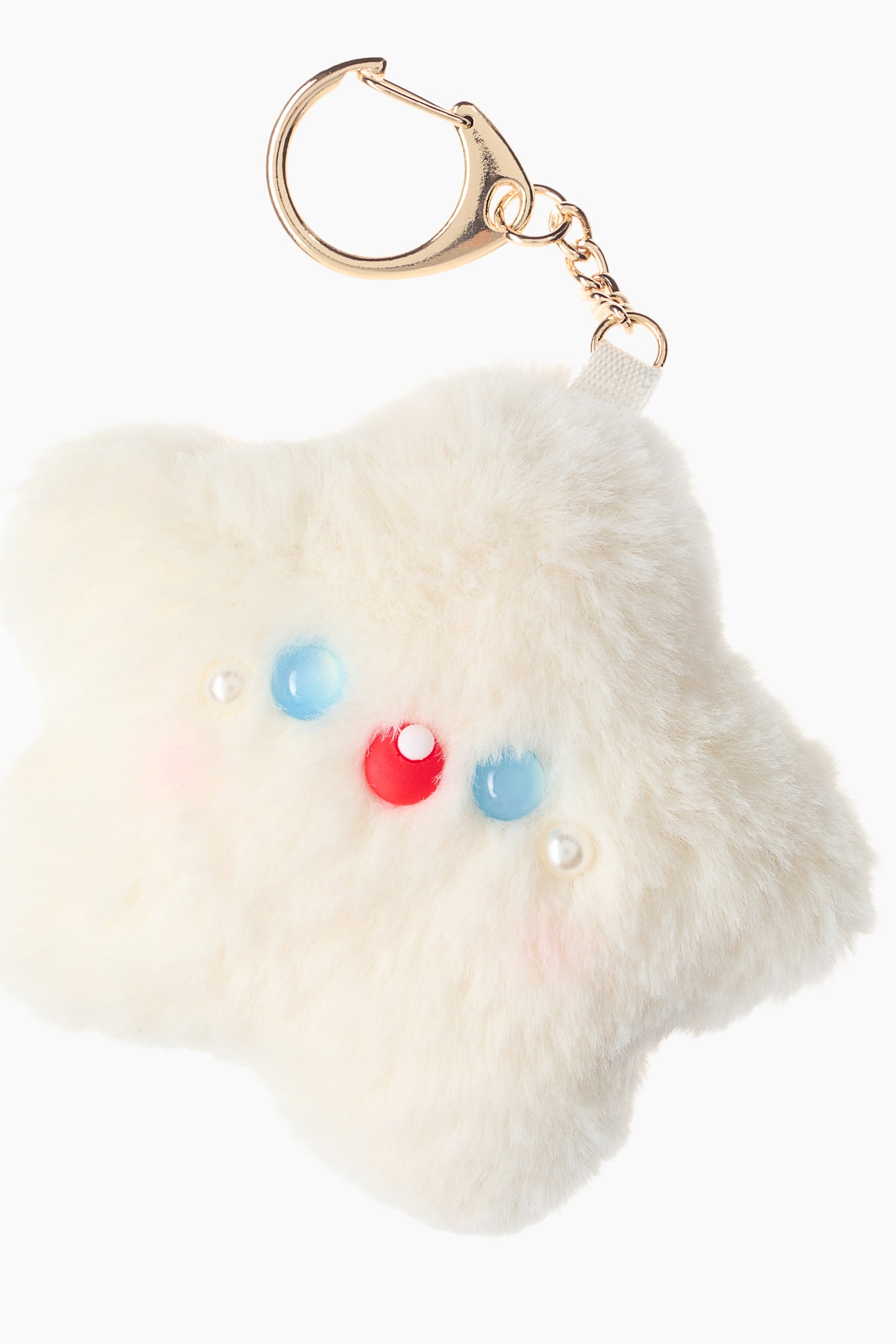 Fluffy bag charm - White/White/Pink - 2