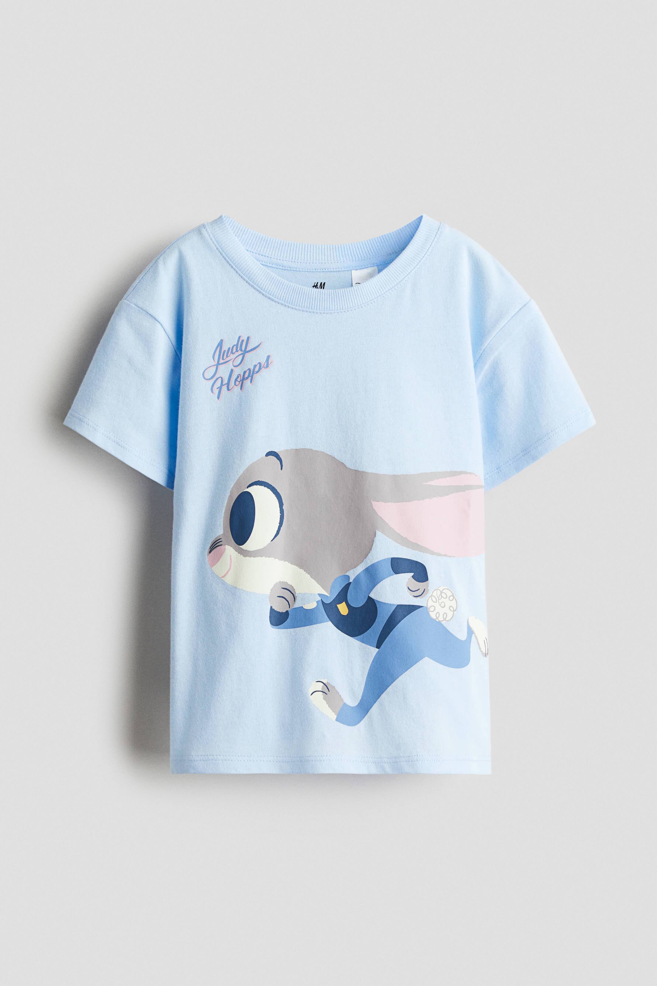 View larger image: Print-motif cotton T-shirt - Light blue/Zootopia - Kids | H&M SG 5