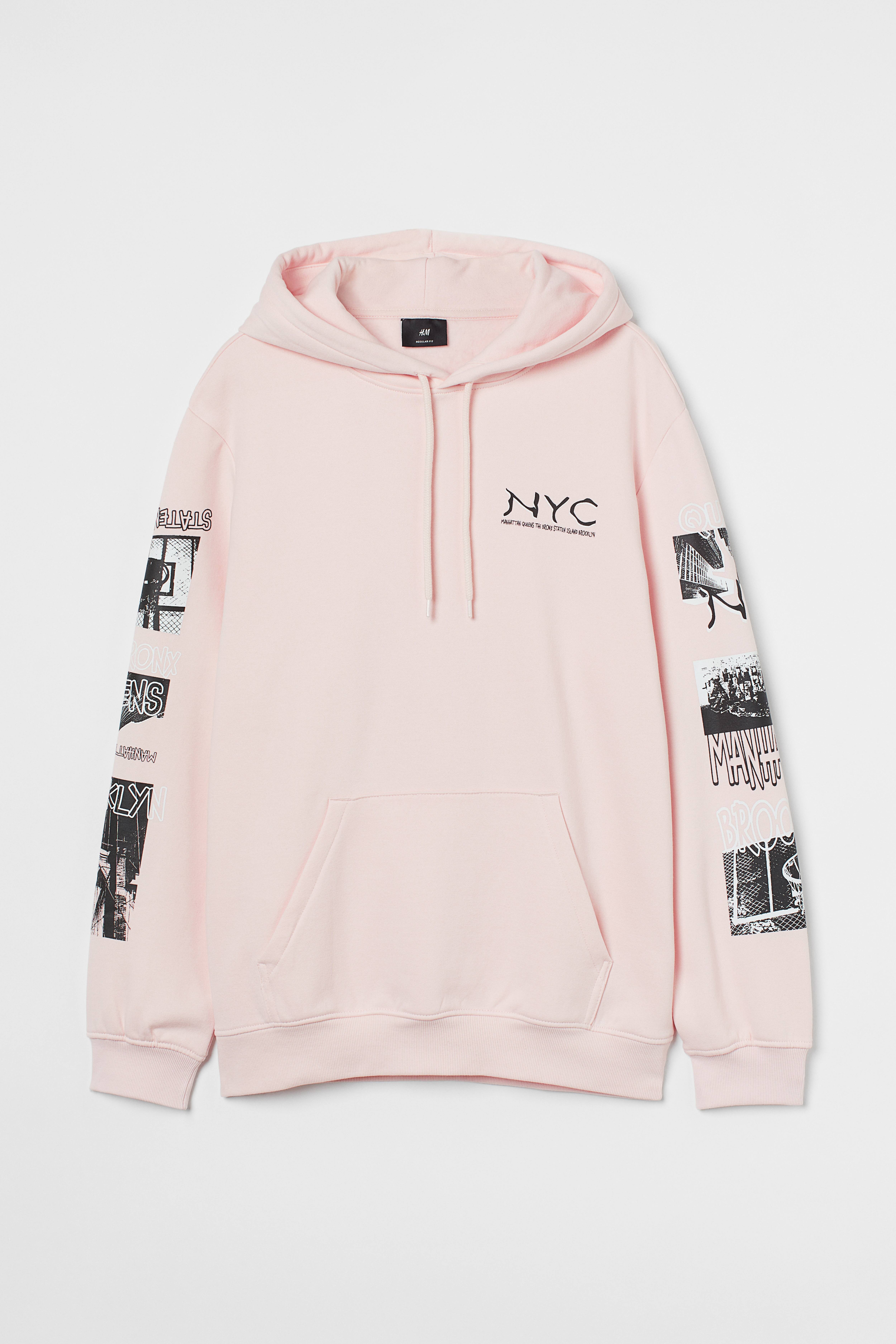 Regular Fit Hoodie - Light pink/NYC - Men | H&M US