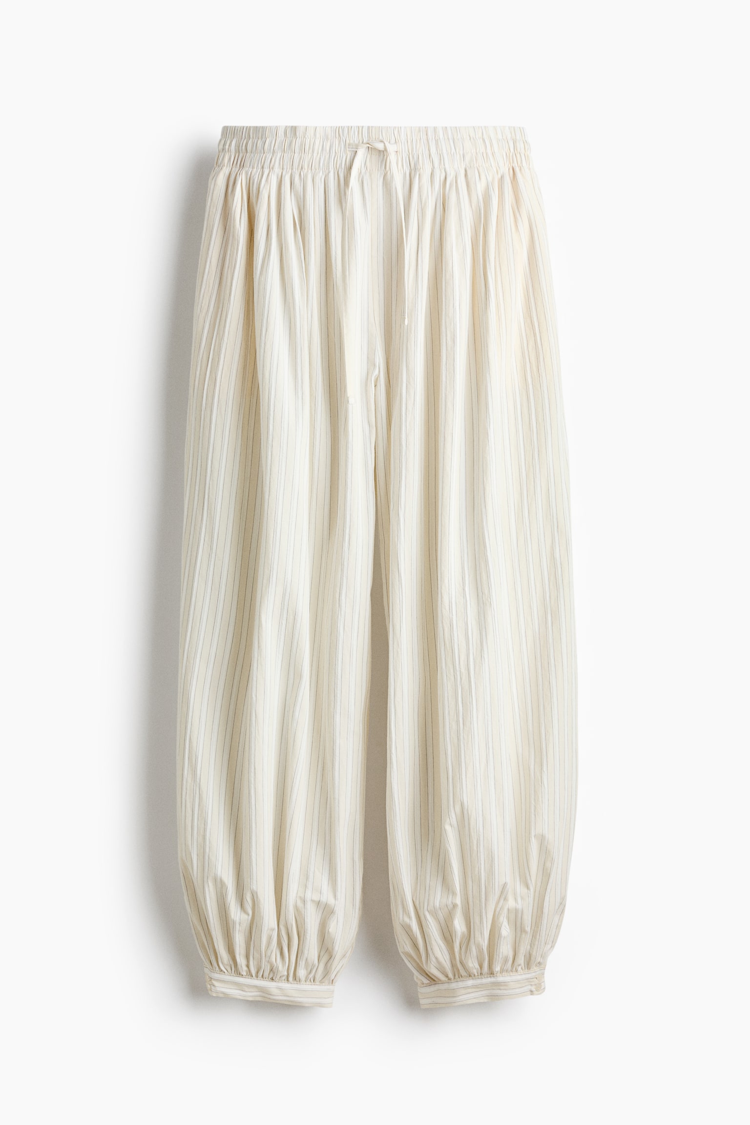 Cotton balloon trousers-Light beige/Striped - 2