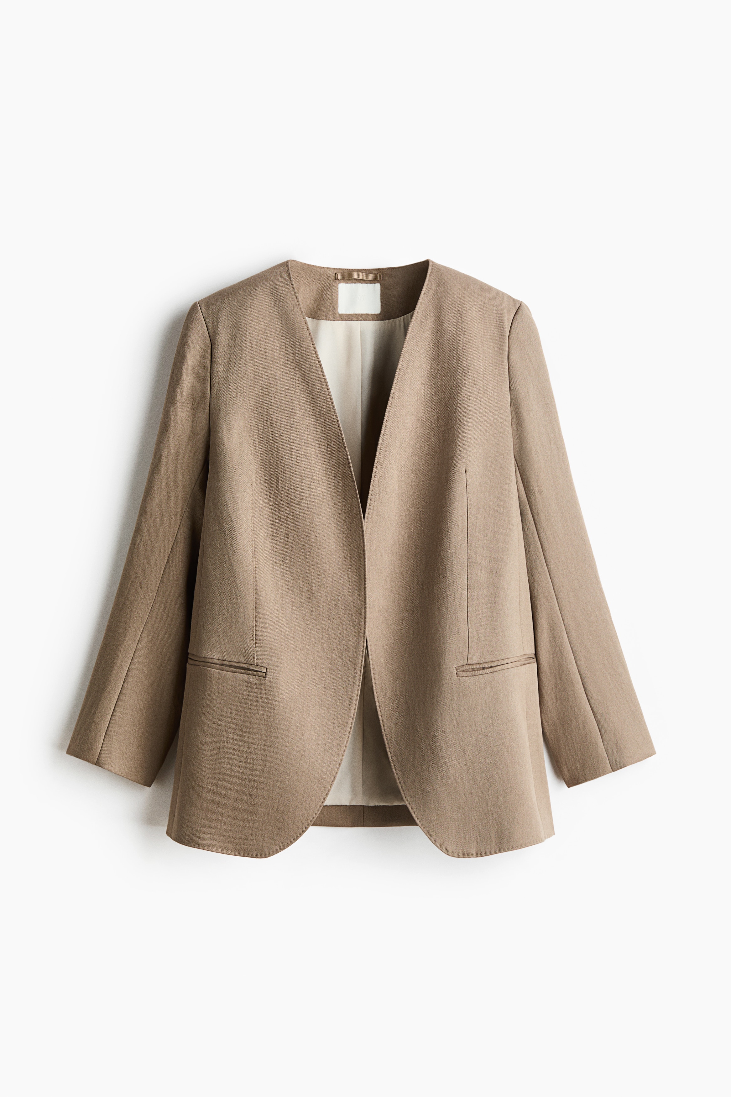 Blazer sin cuello - Beige/Negro