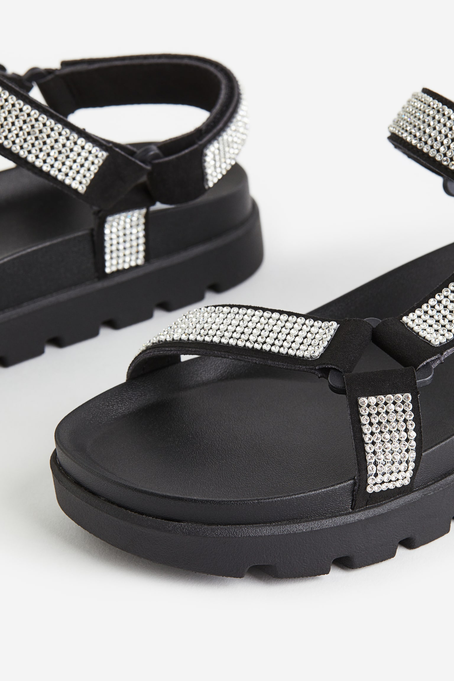 Sandals - Black/Rhinestones - 4