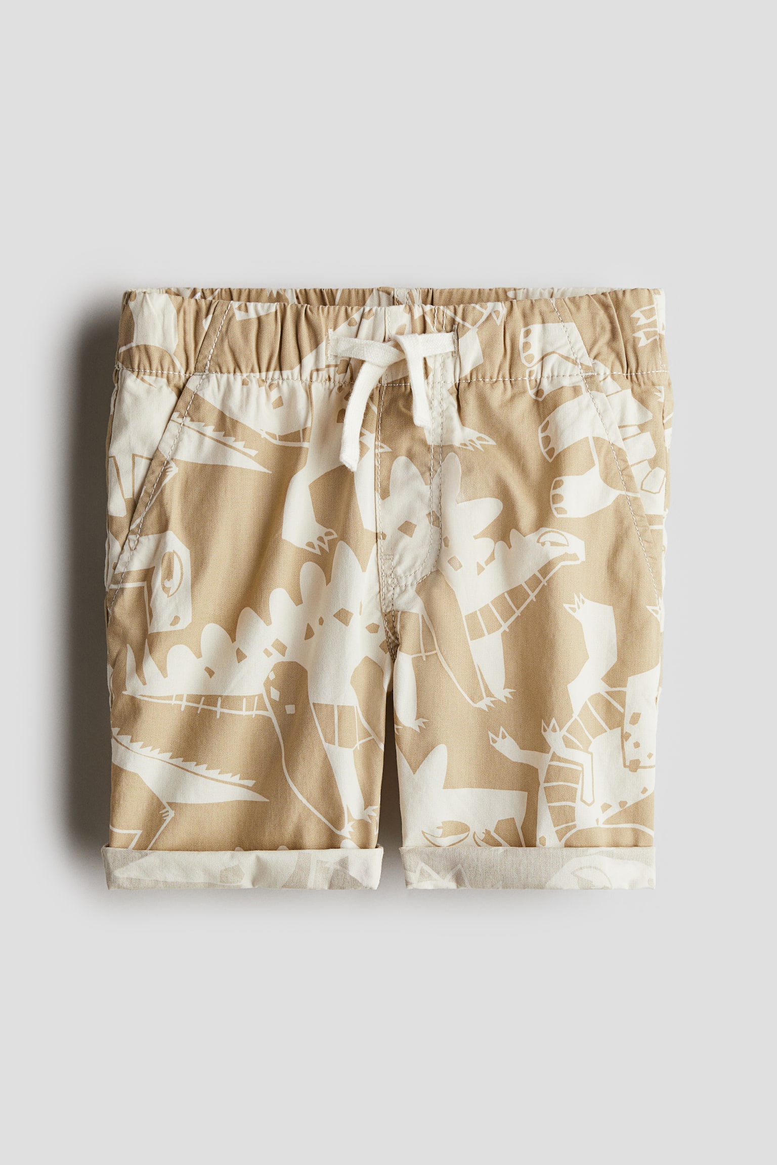 Cotton poplin shorts - Beige/Dinosaurs/White/Dinosaurs/Dusty green/Palm trees - 1