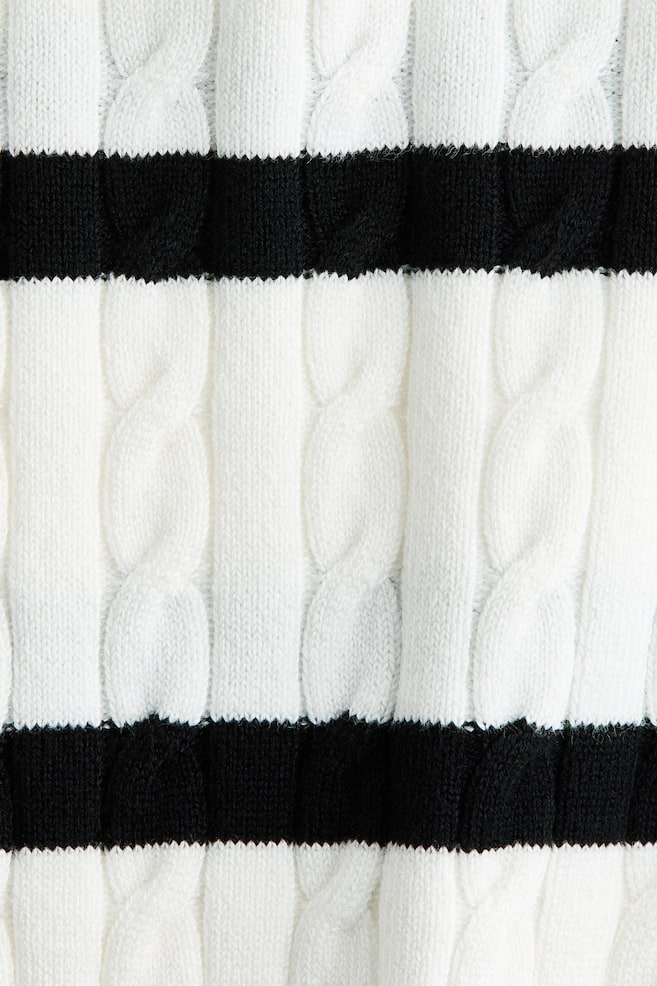 Cable-Knit Sweater - White/black striped/Pink/Dark brown - 5