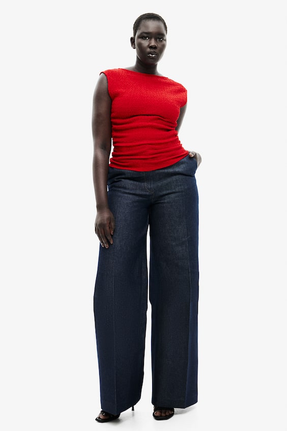 Strukturmönstrad trikåtopp