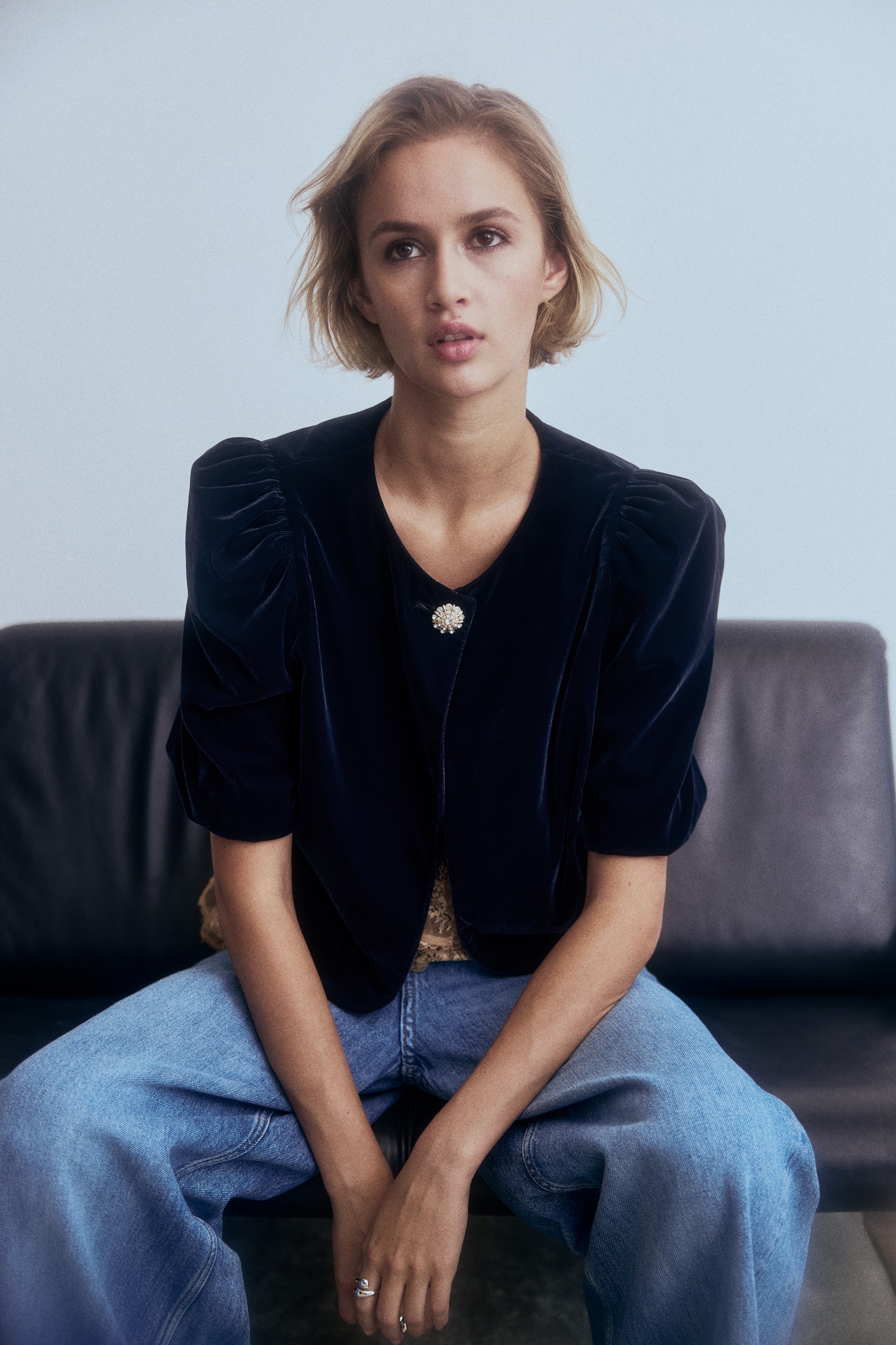 H & M - パフスリーブトップス - ブルー