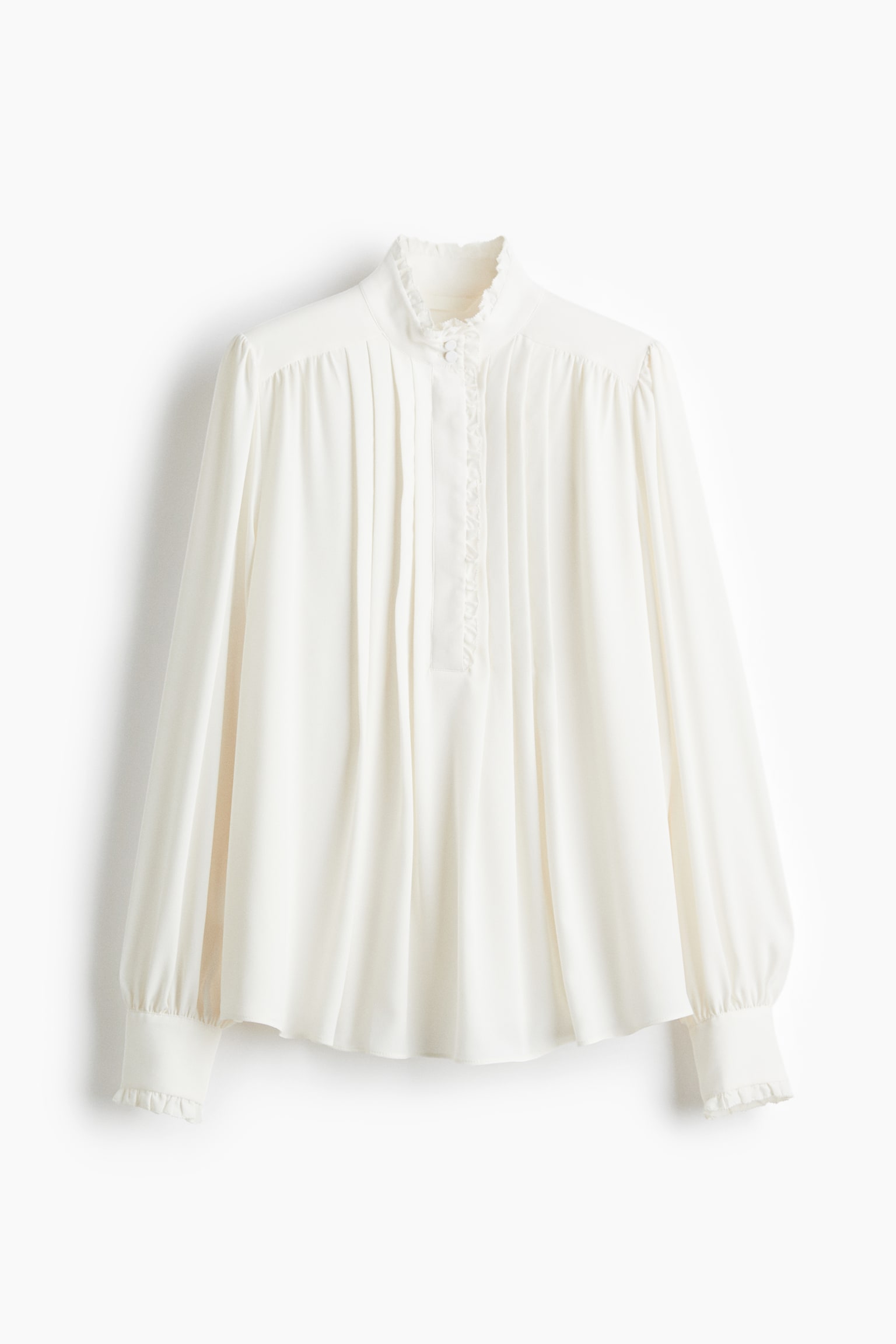 Женская блузка H&M Ruffle-Trimmed Blouse, цвет: Кремовый — фото 1