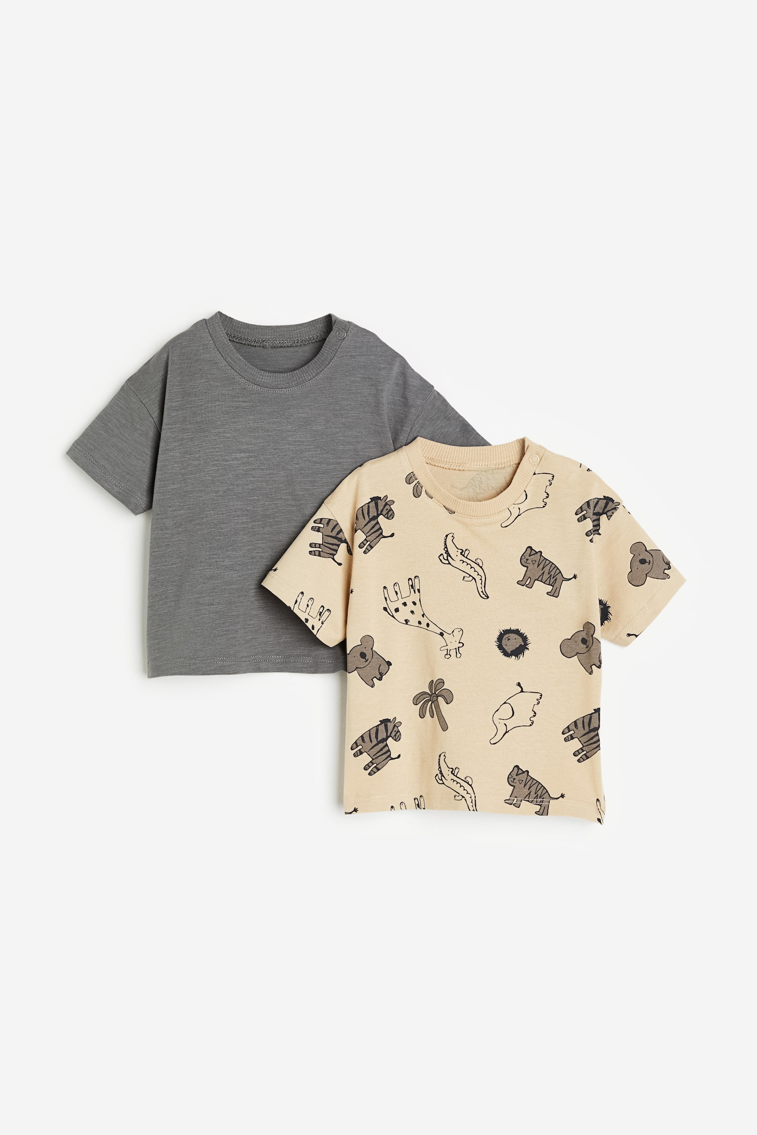 2-pack Tees - Beige/Animals