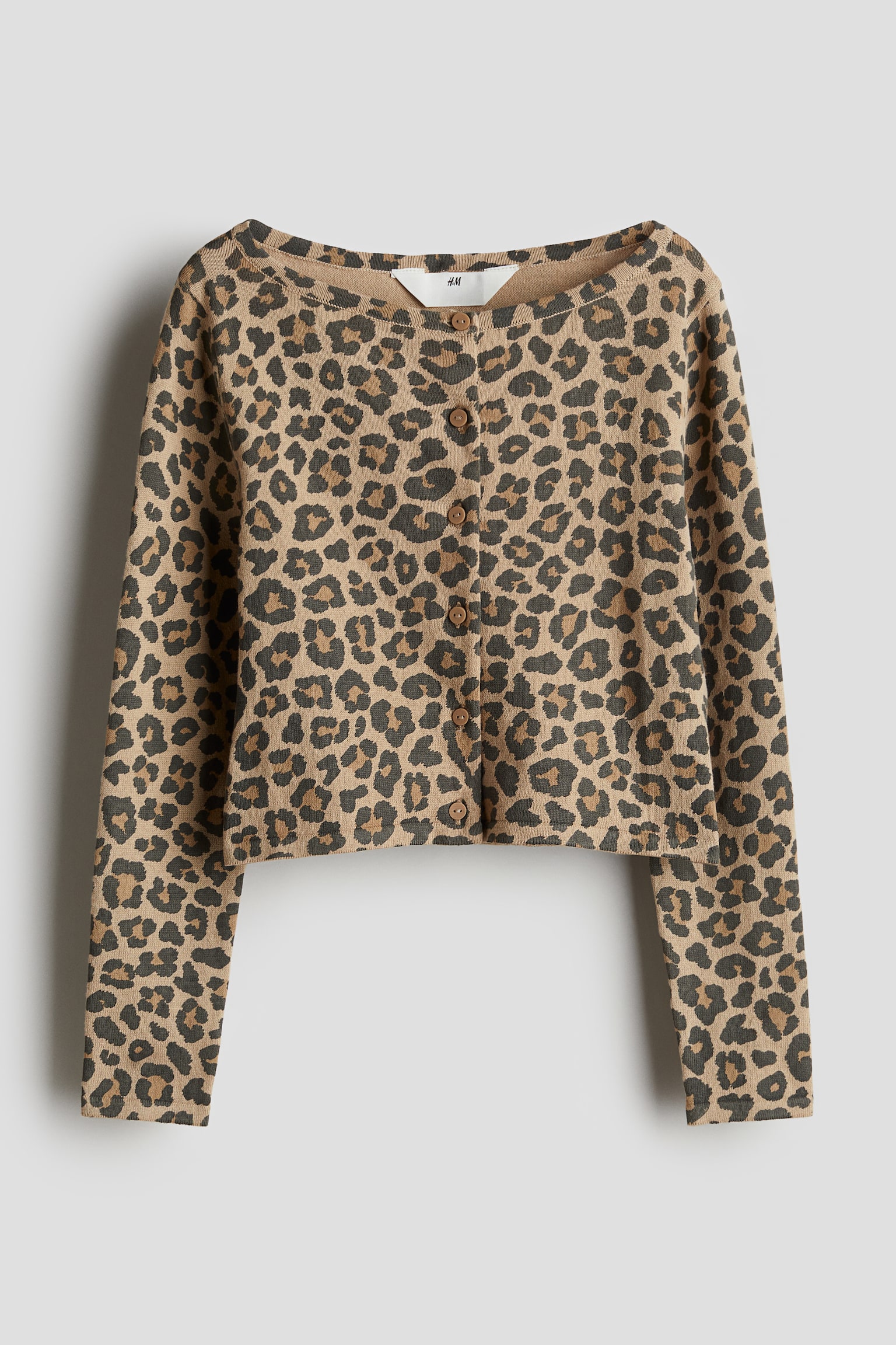 Patterned cardigan - Beige/Leopard print - 1