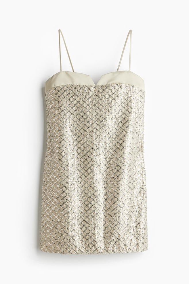 Abito decorato - Beige chiaro/Nero - 1