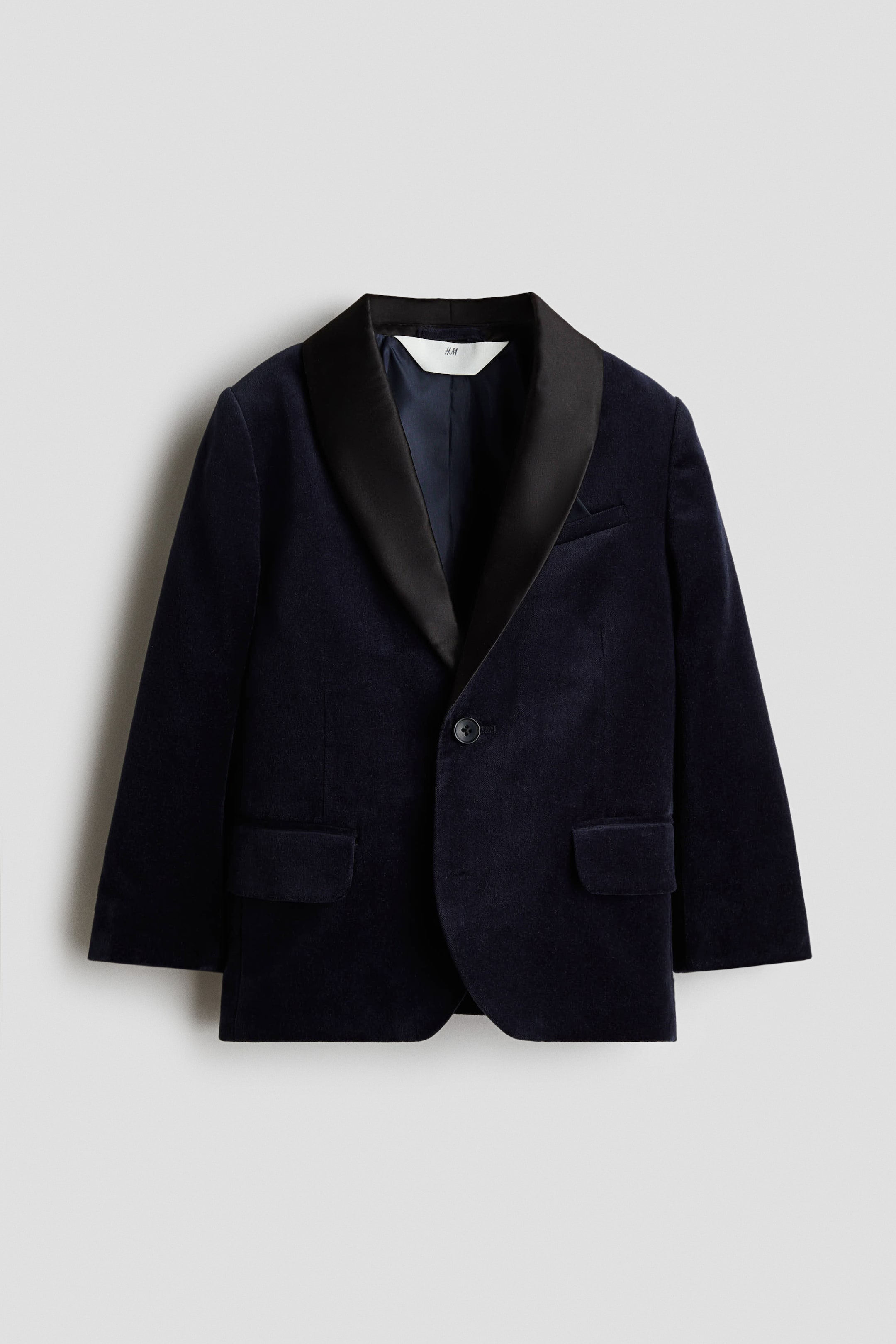View larger image: Velvet tuxedo jacket - Navy blue - Kids | H&M GB 4