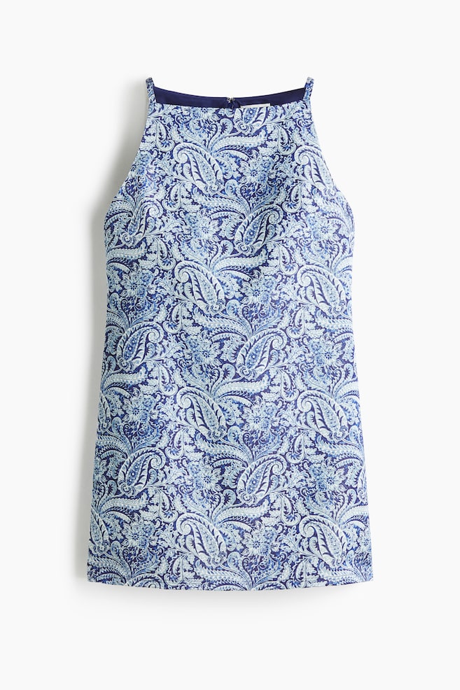 Trägerkleid aus Leinenmix - Blau/Paisleymuster/Weiss/Geblümt/Schwarz - 1