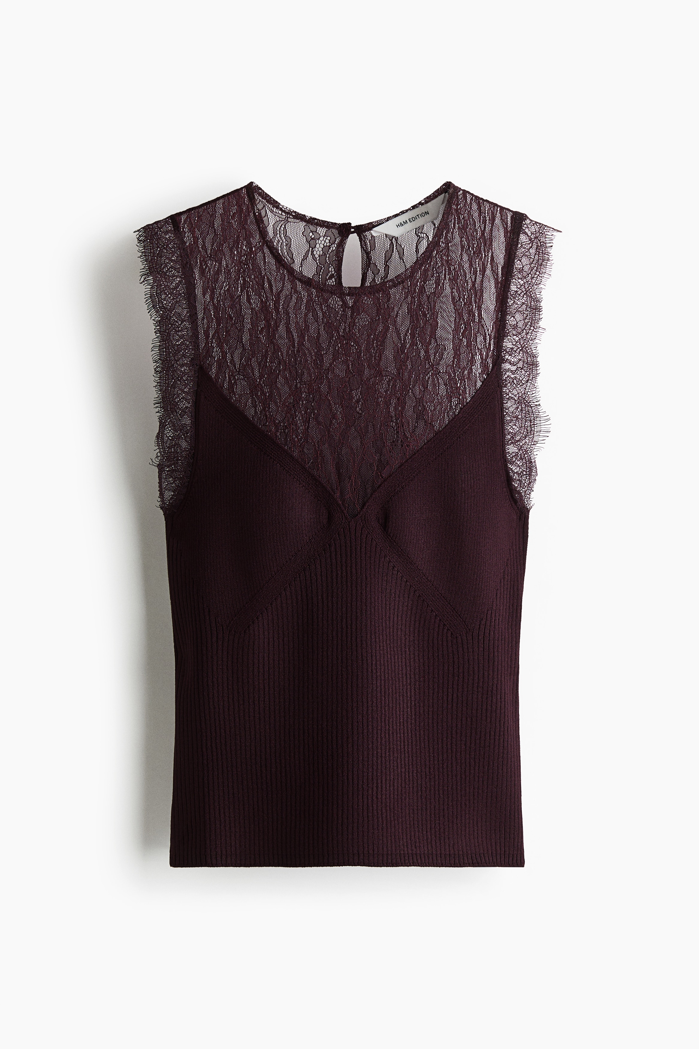 Lace Detail Top - Burgundy/Black